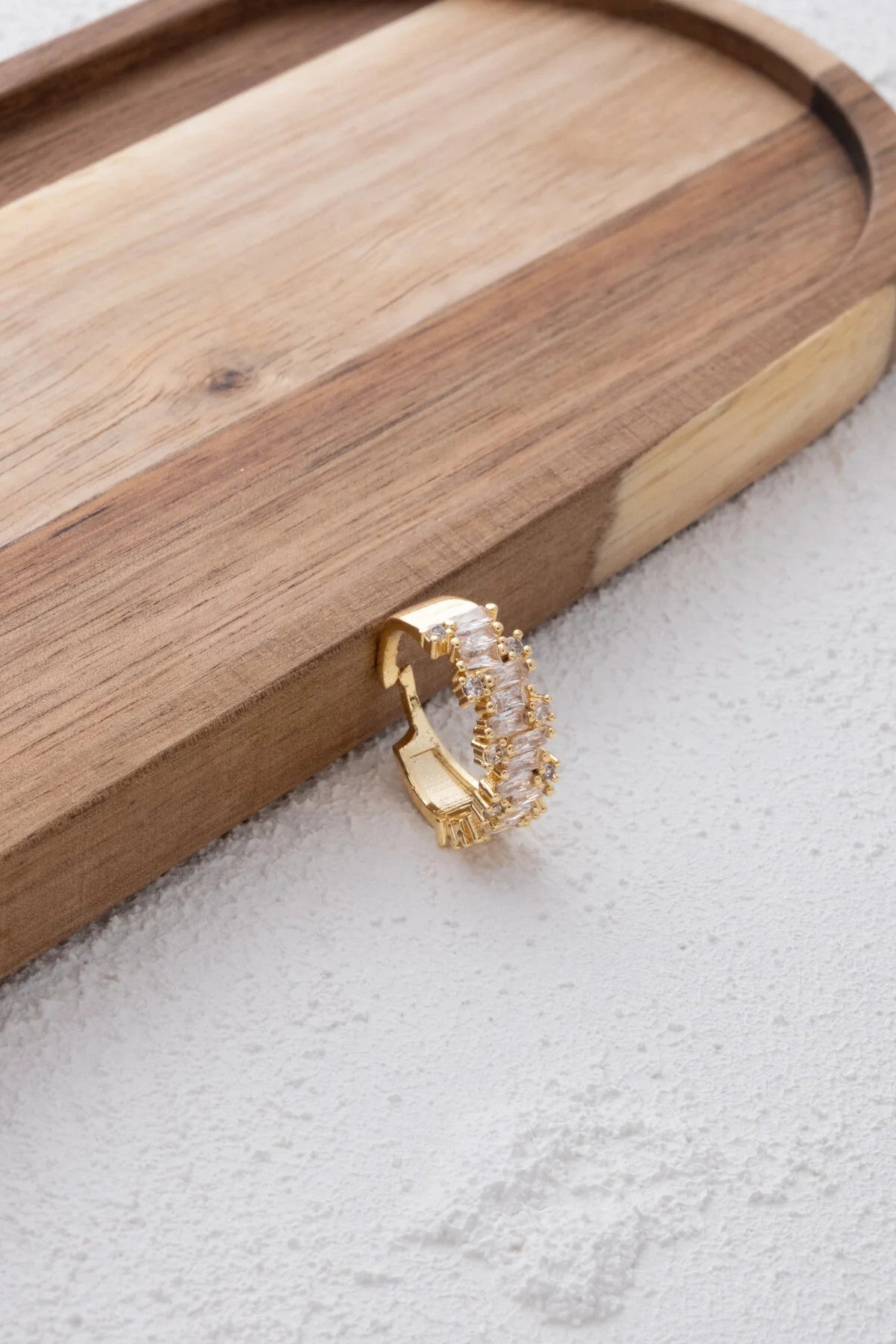 Baget Taşlı Yüzük Beyaz Zirkon Taşlı Yarım Tur Free Size Ayarlanabilir