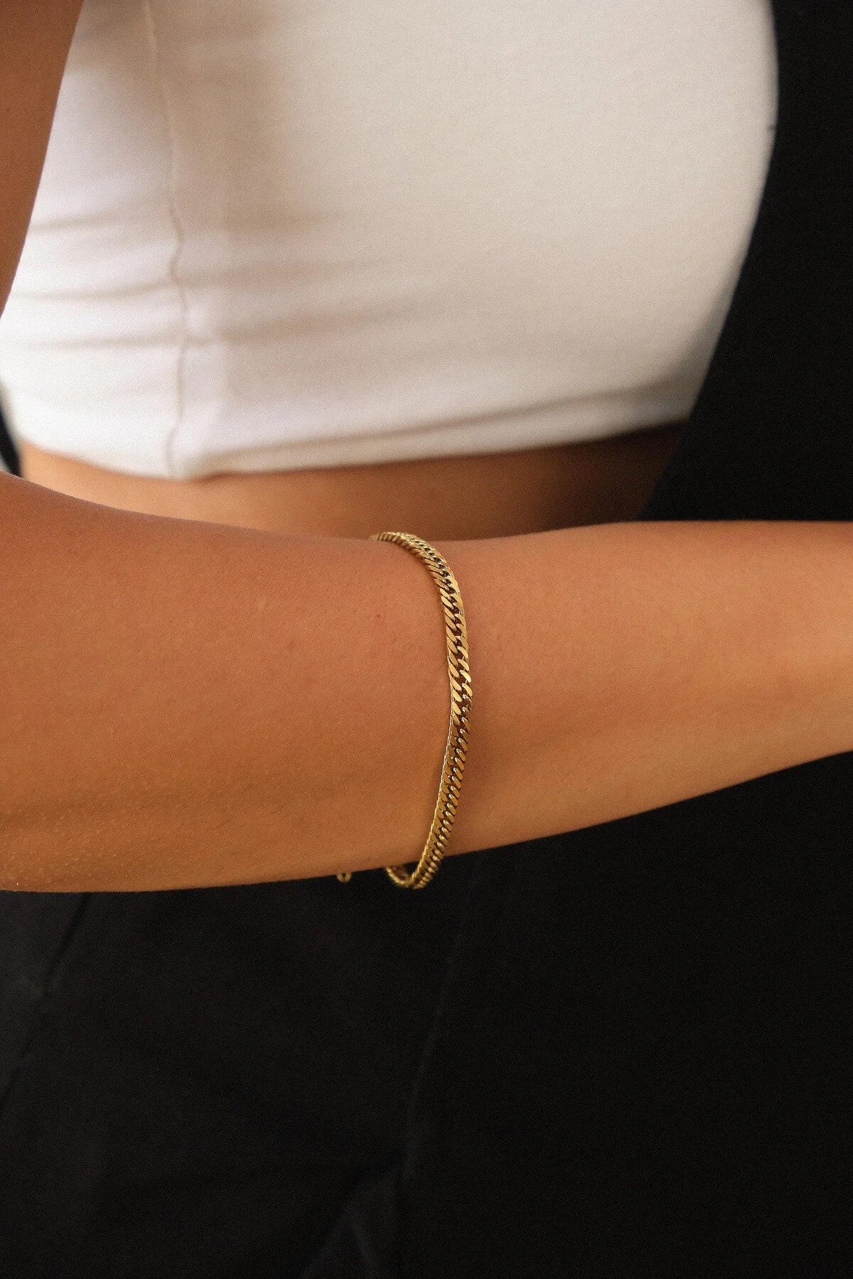 Çelik Almak Gurmet Zincir Bileklik Miami Küçük Zarif Küba Bileklik 3mm Kararmaz 17+4cm-21cm