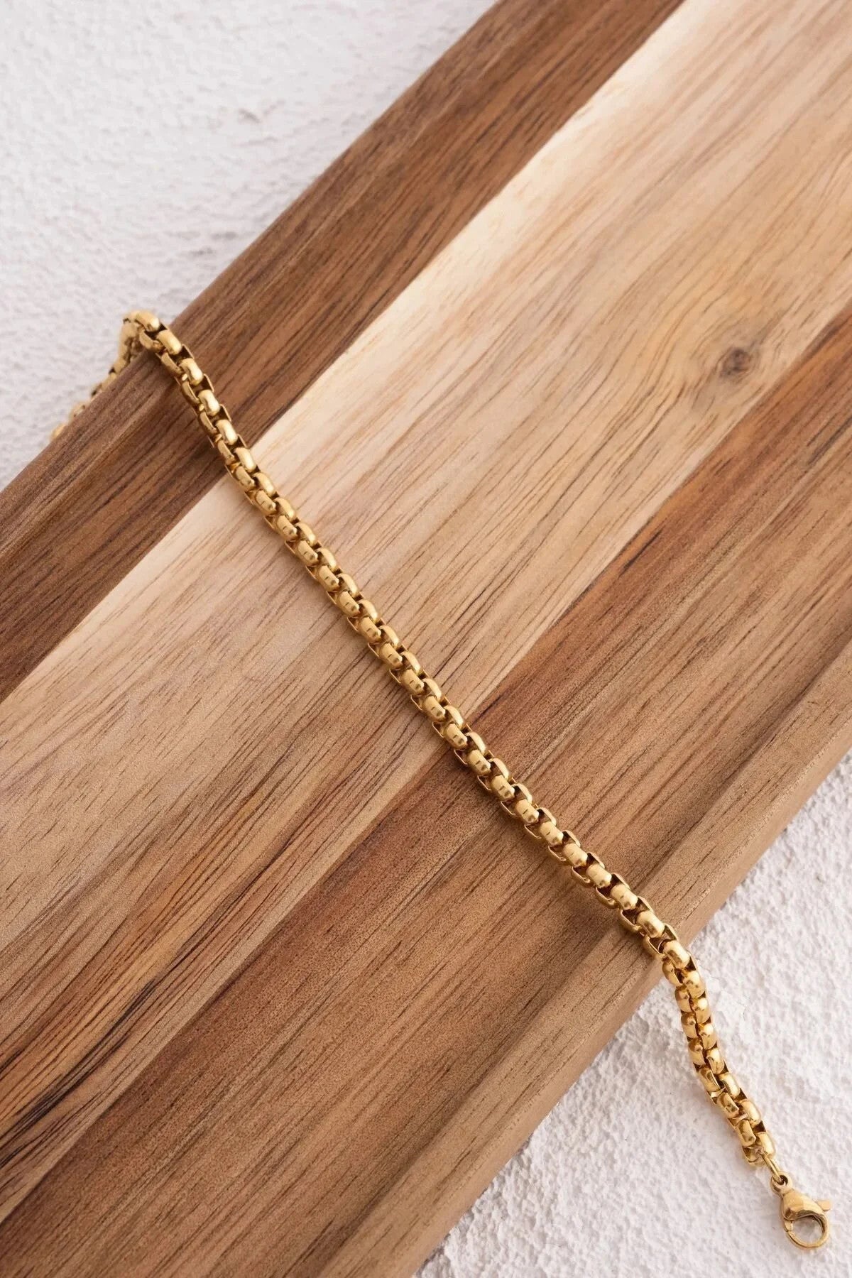 Çelik Top Zincir Bileklik Günlük Kullanıma Uygun 3mm Yuvarlak Halka Zincir Bileklik 17cm+4cm&21cm