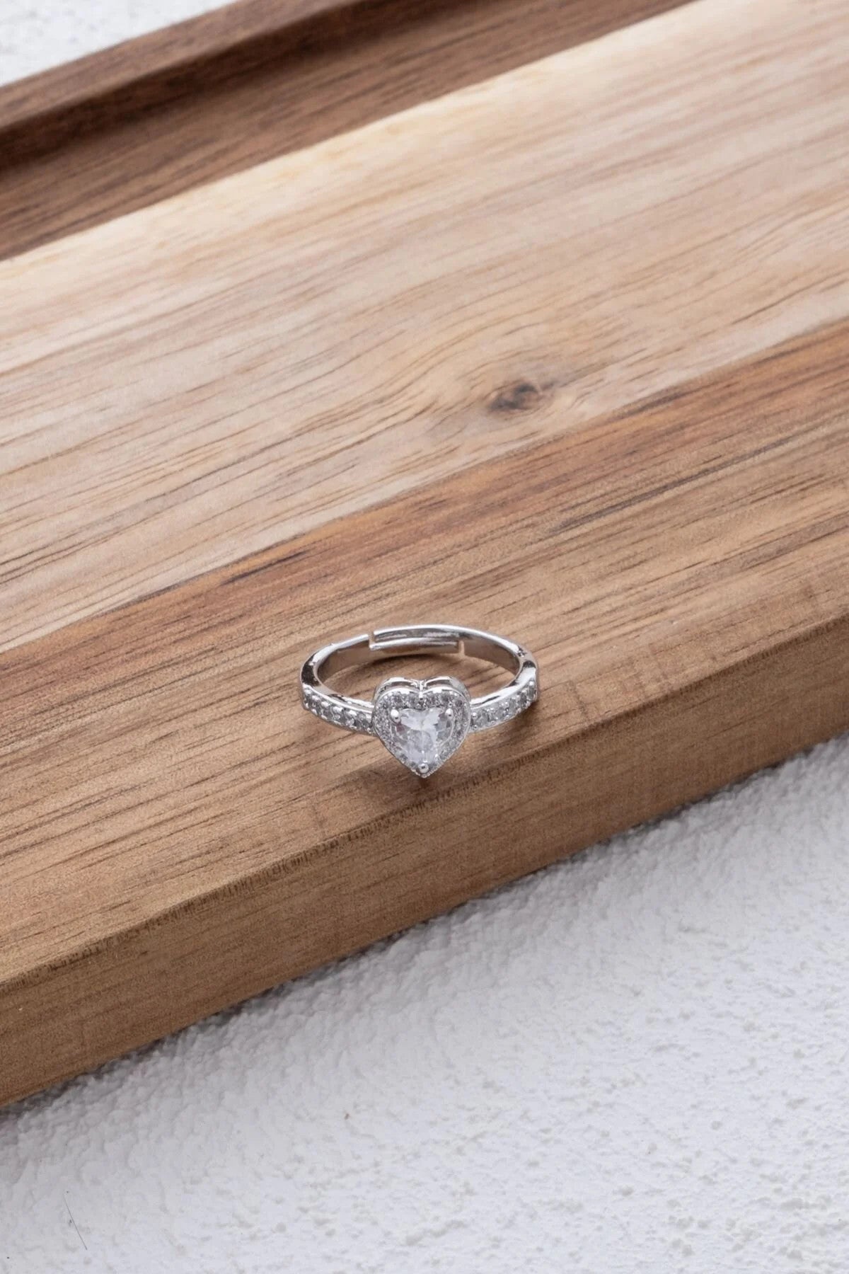 Kalpli Yüzük Beyaz Zirkon Taşlı Free Size Ayarlanabilir