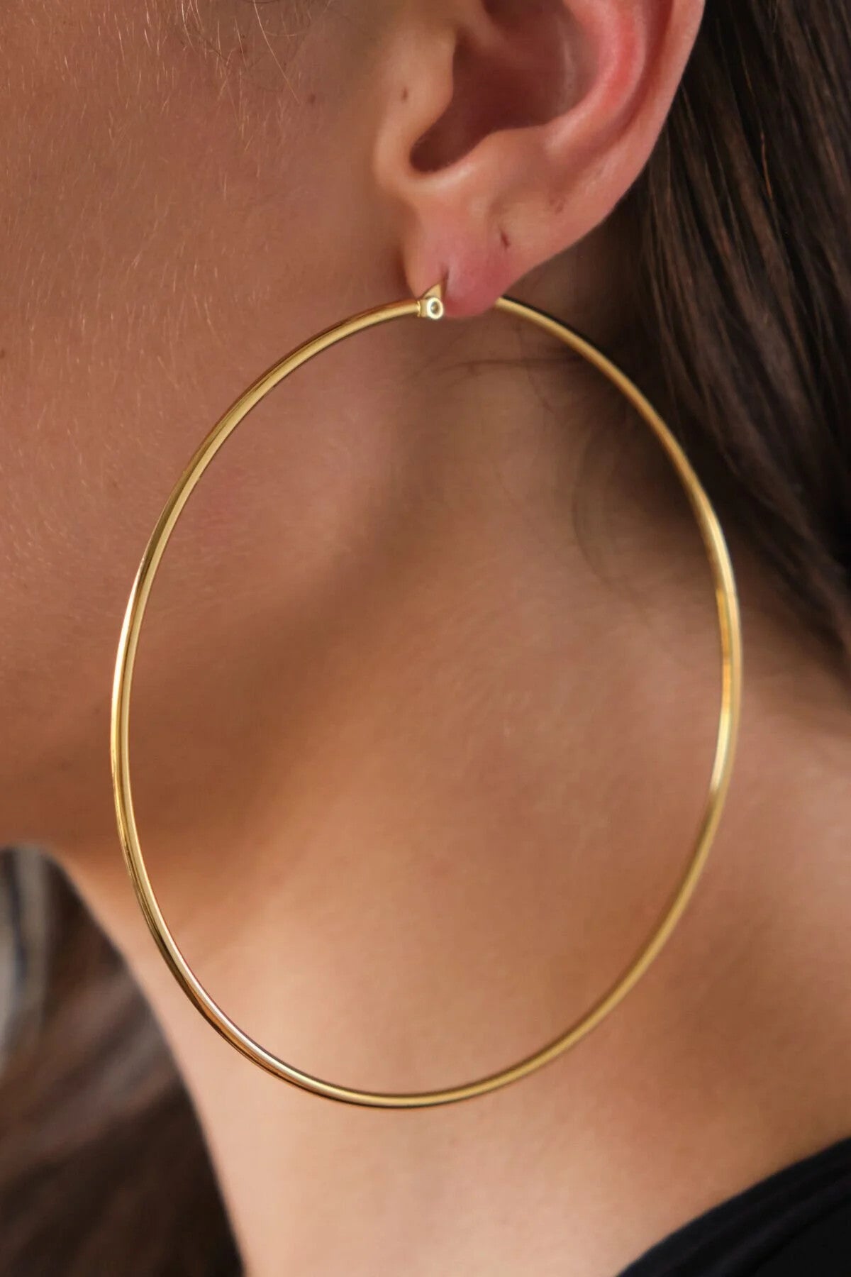 Çelik Halka Küpe Kararmaz Çember Halka Küpe Çap 9cm