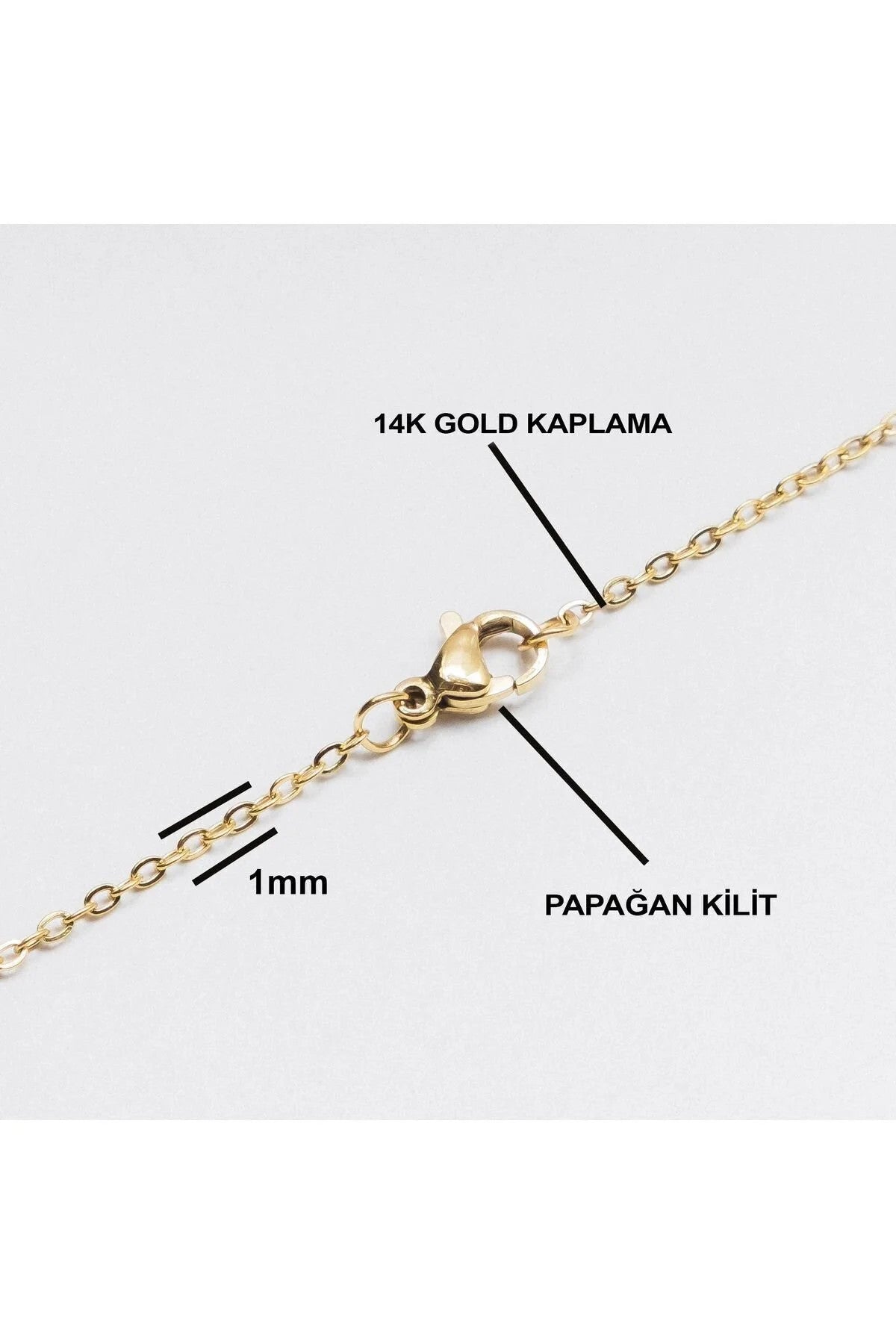 Çelik Forse Klasik Zincir Kolye Kararmaz 1mm Kişiselleştirilebilir Ölçüler Altın, Gümüş, Rose