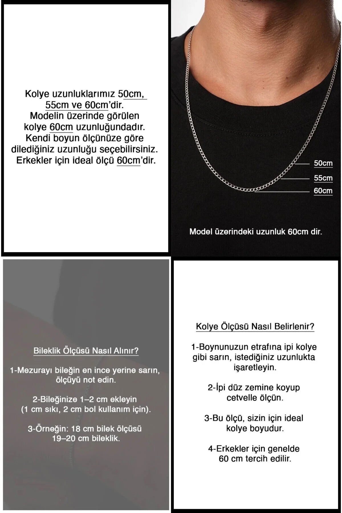 Çelik Dikdörtgen Erkek Zincir Kolye 3mm Kararmaz