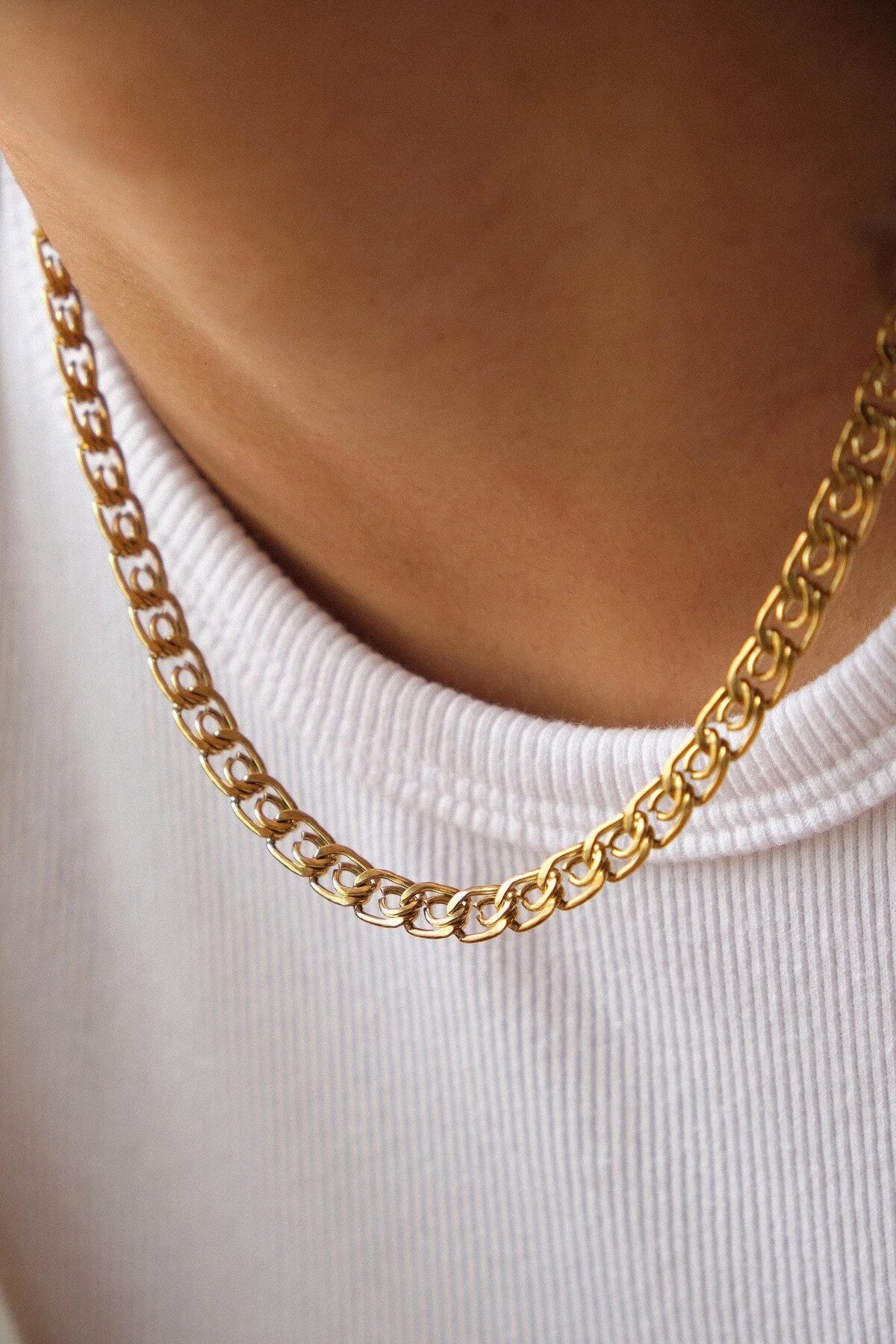 Çelik Kalın Salyangoz Zincir Kolye Minimal Ataç Model Kararmaz 6mm Günlük Kullanıma Uygun