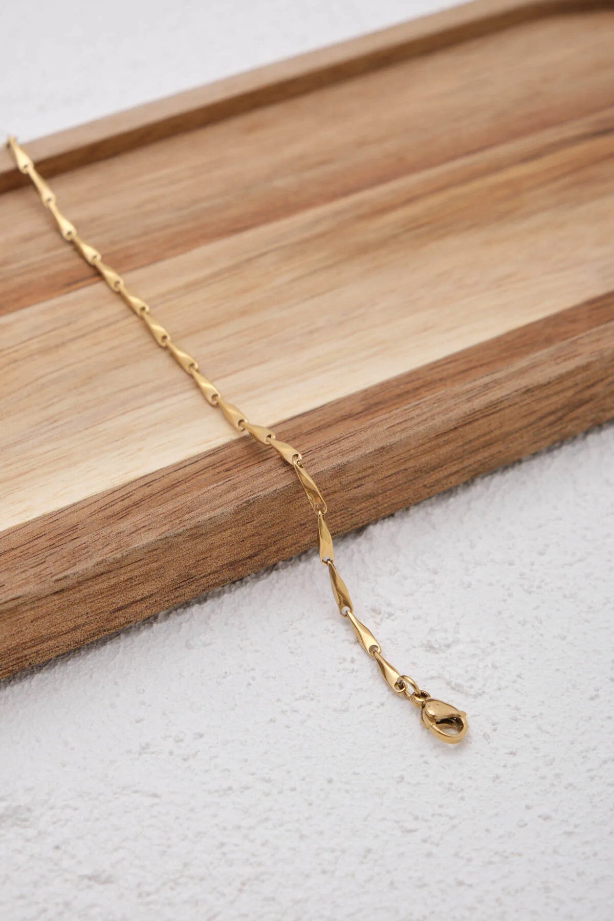 Çelik İnce Küp Üçgen Zincir Halhal Minimal Kararmaz 22+4cm 2mm