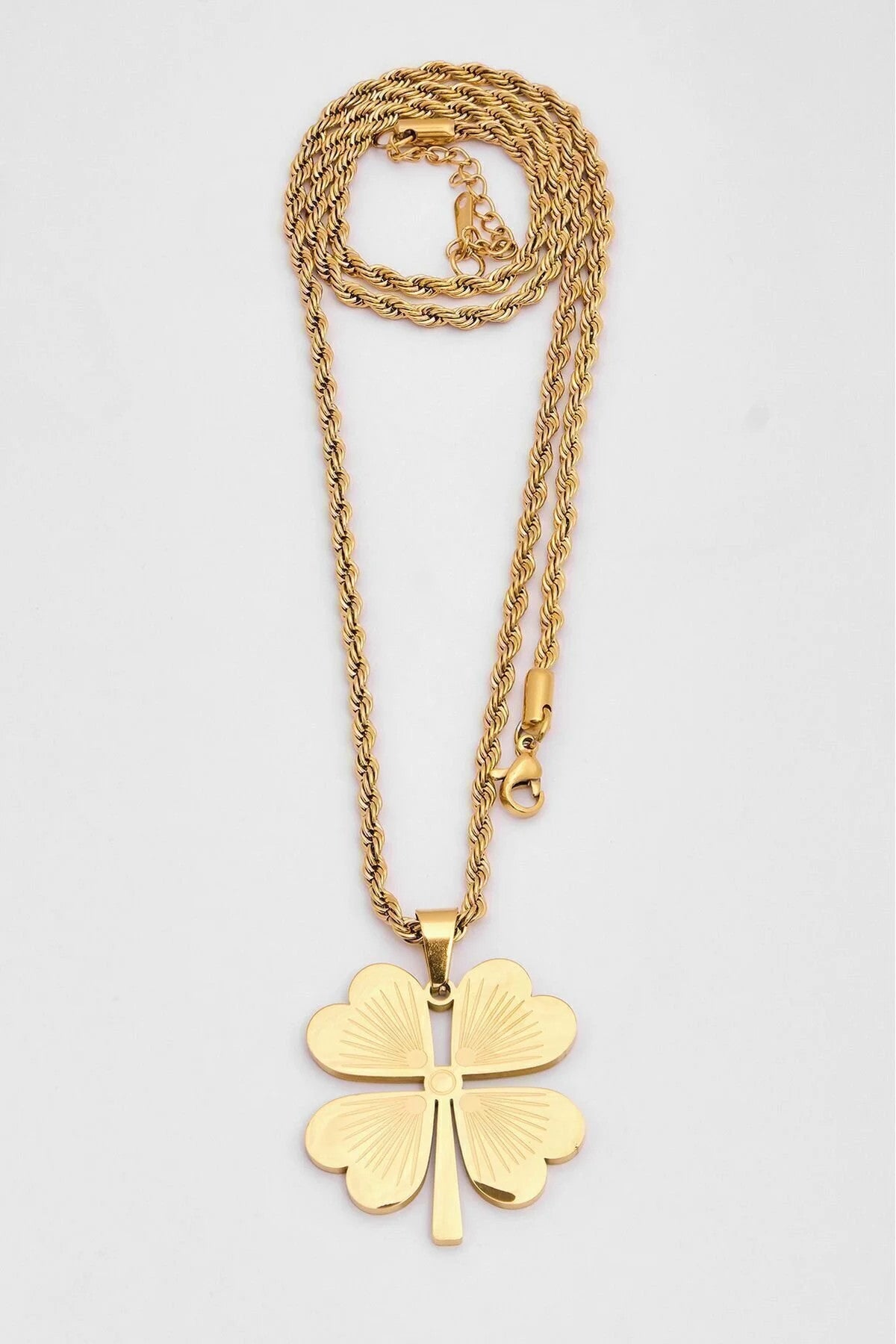 Çelik Büyük Yonca Kolye Dört Yapraklı Yonca Dosta Hediyelik Kararmaz