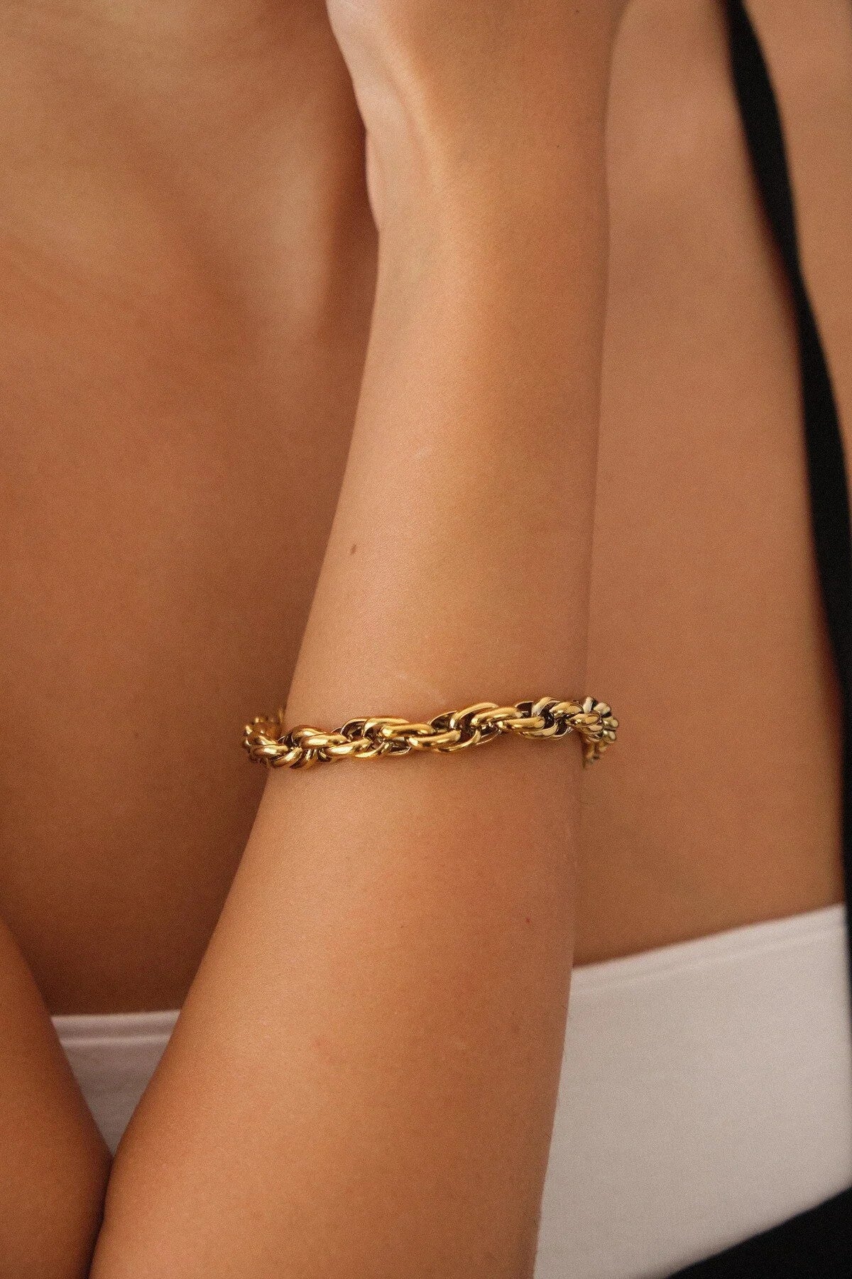 Çelik Burgu Bileklik Büyük Geçmeli Bileklik 5mm Kararmaz 17cm+4cm&21cm