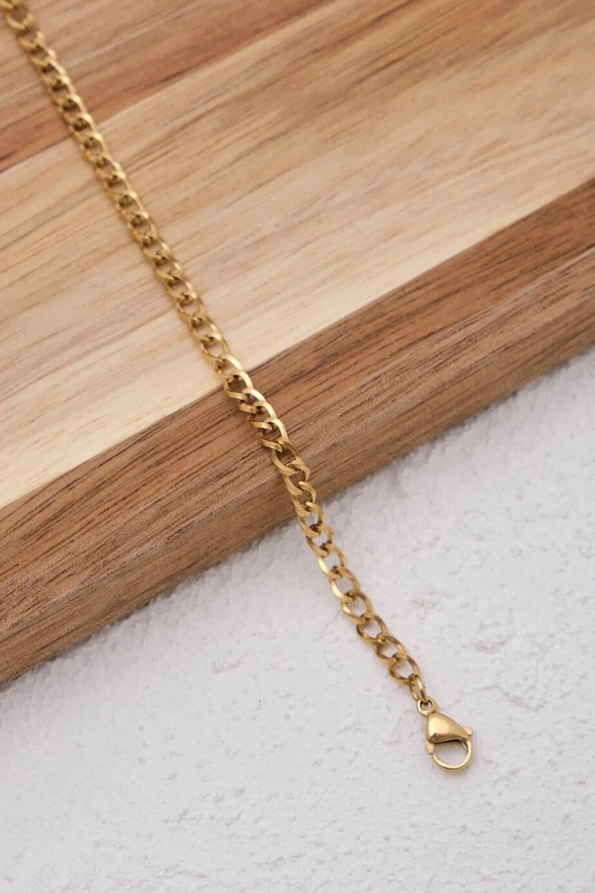 Çelik Klasik Kalın Erkek Zincir Bileklik 4mm Kararmaz 20cm