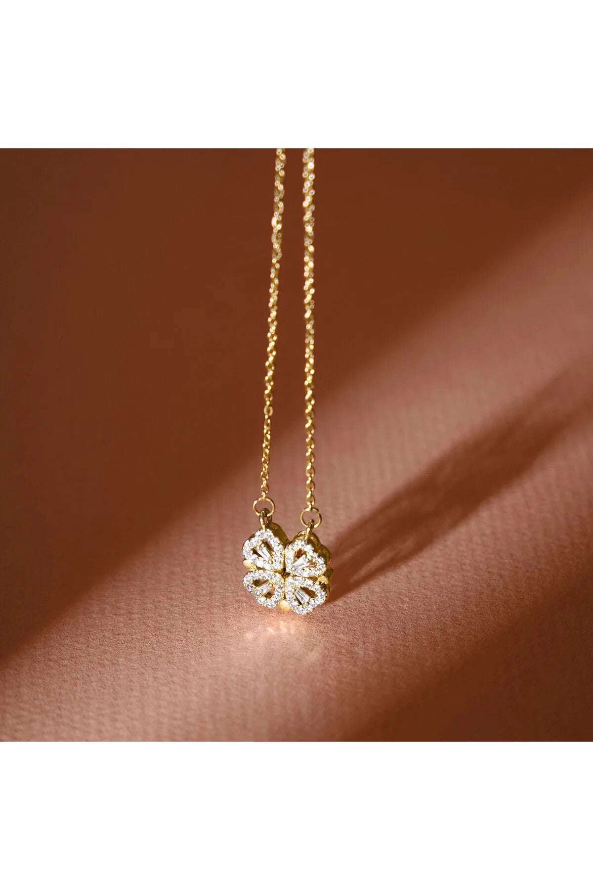 Çelik Taşlı Açılabilir Yonca Kolye Dört Yapraklı Yonca, Yakın Arkadaş Hediye