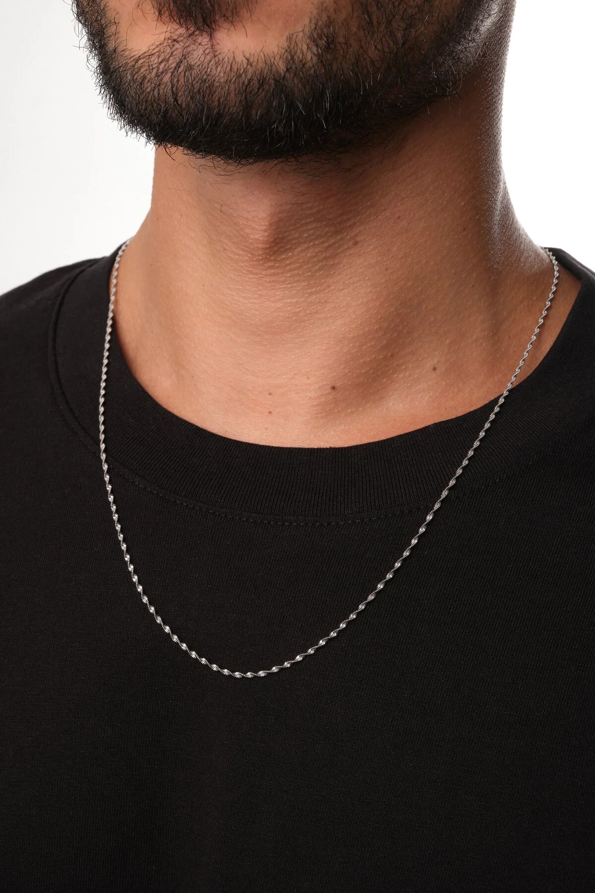 Çelik Burgu Erkek Zincir Kolye 1mm Kararmaz 60cm