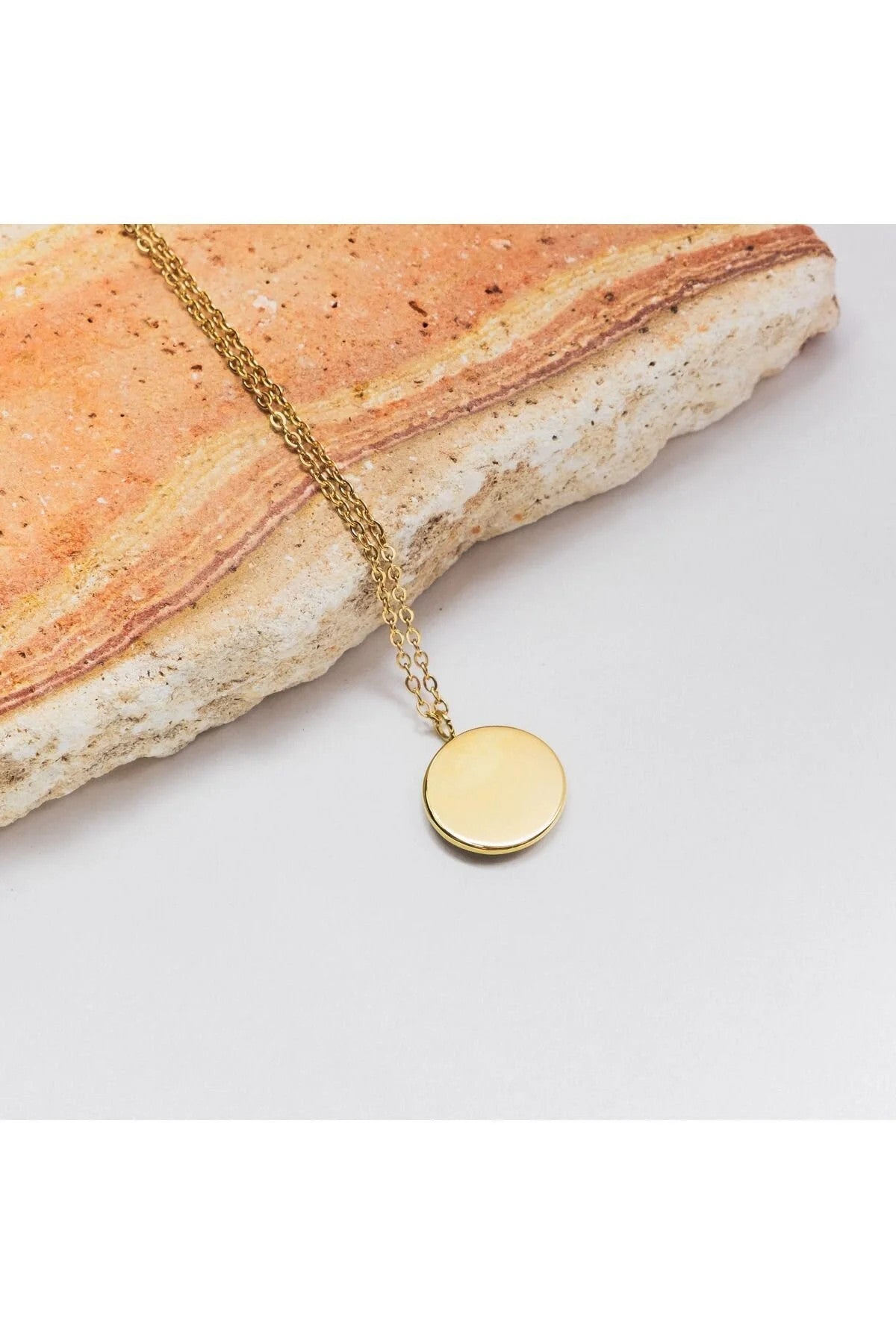 Çelik Yeşil Mineli Lotus Kolye Kararmaz