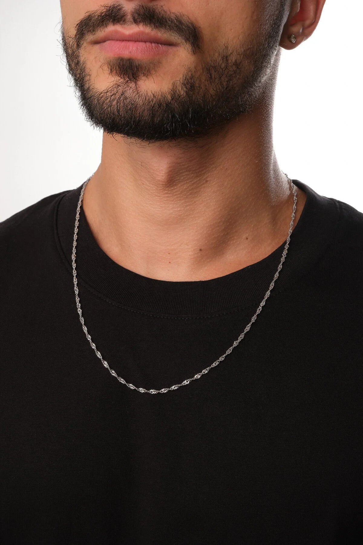 Çelik Singapur Erkek Zincir Kolye 3mm Kararmaz 60cm