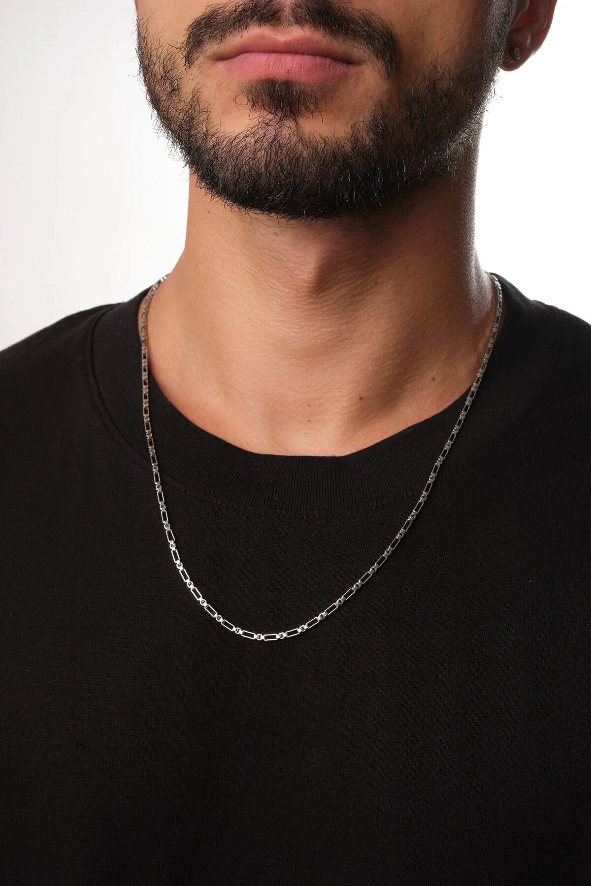 Çelik Dikdörtgen Kare Erkek Kolye 2mm Kararmaz