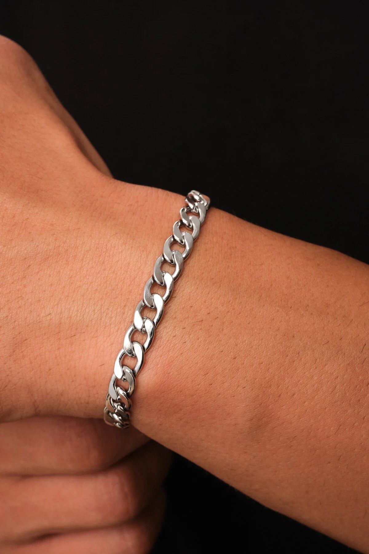 Çelik Gurmet Erkek Zincir Bileklik 6mm Kararmaz 20cm