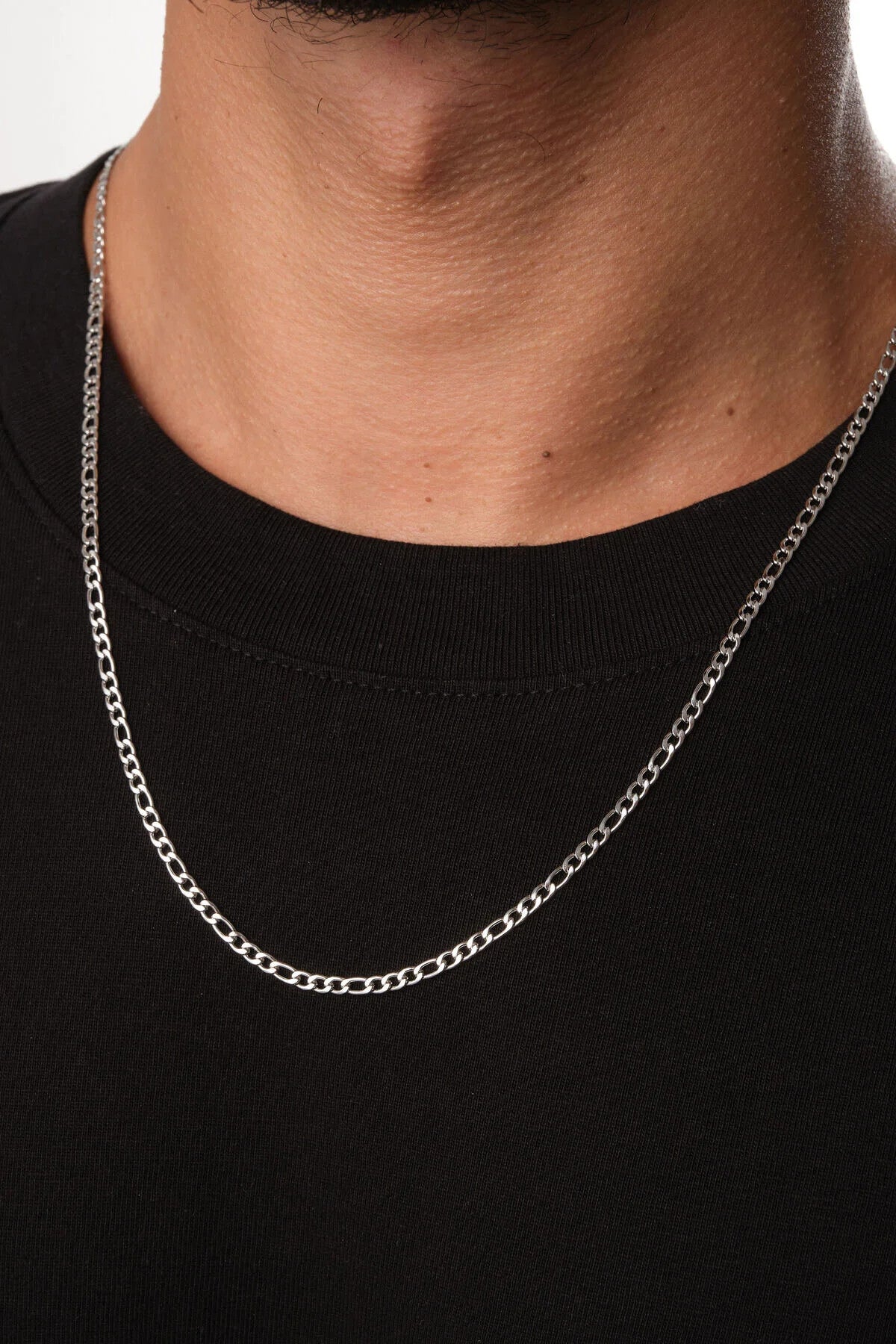 Çelik Figaro Zincir Erkek Kolye 3mm Kararmaz