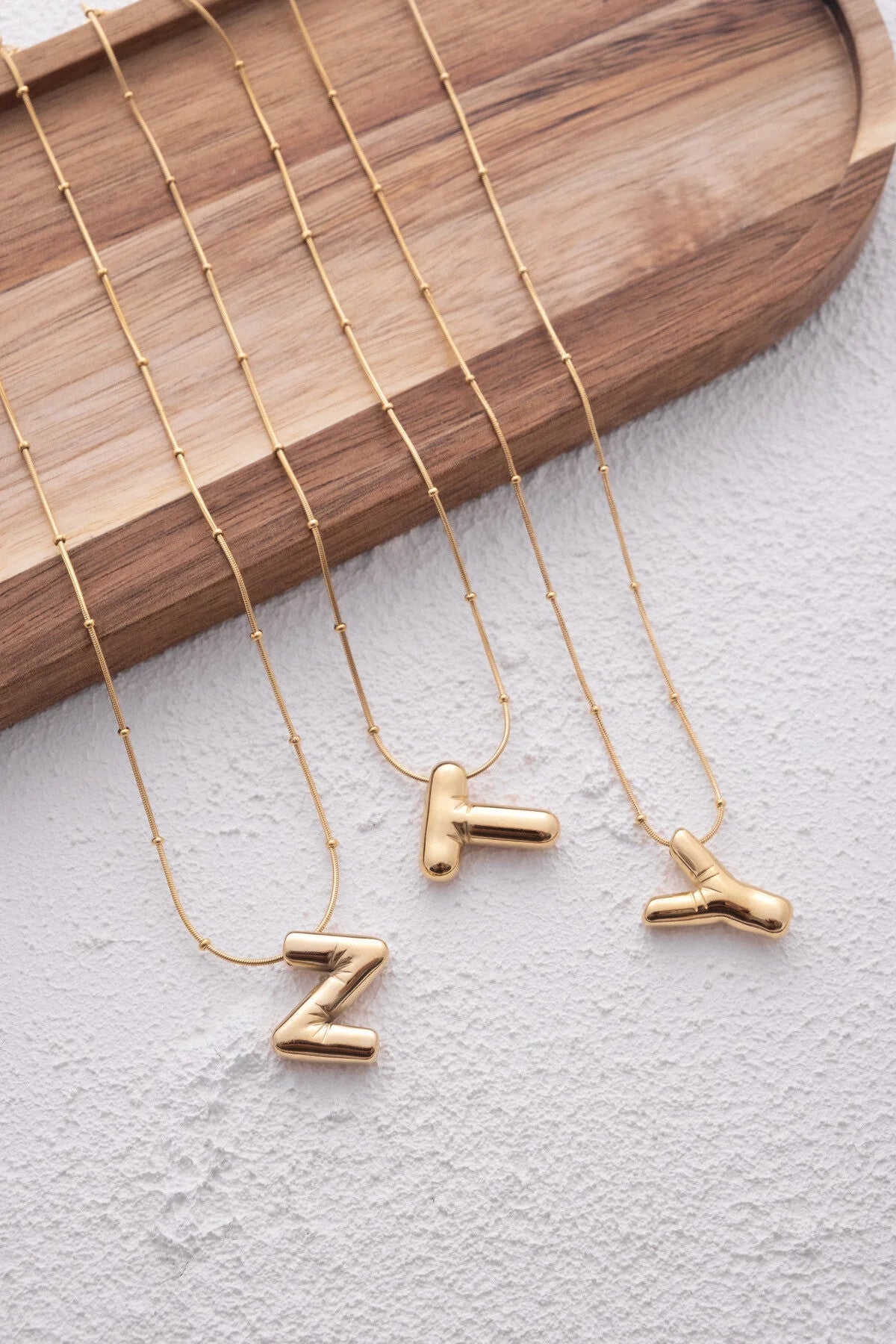 Çelik Harfli "Z" Bubble Balon Kolye Balık Sırtı Toplu Zincir Z Harfi 45cm