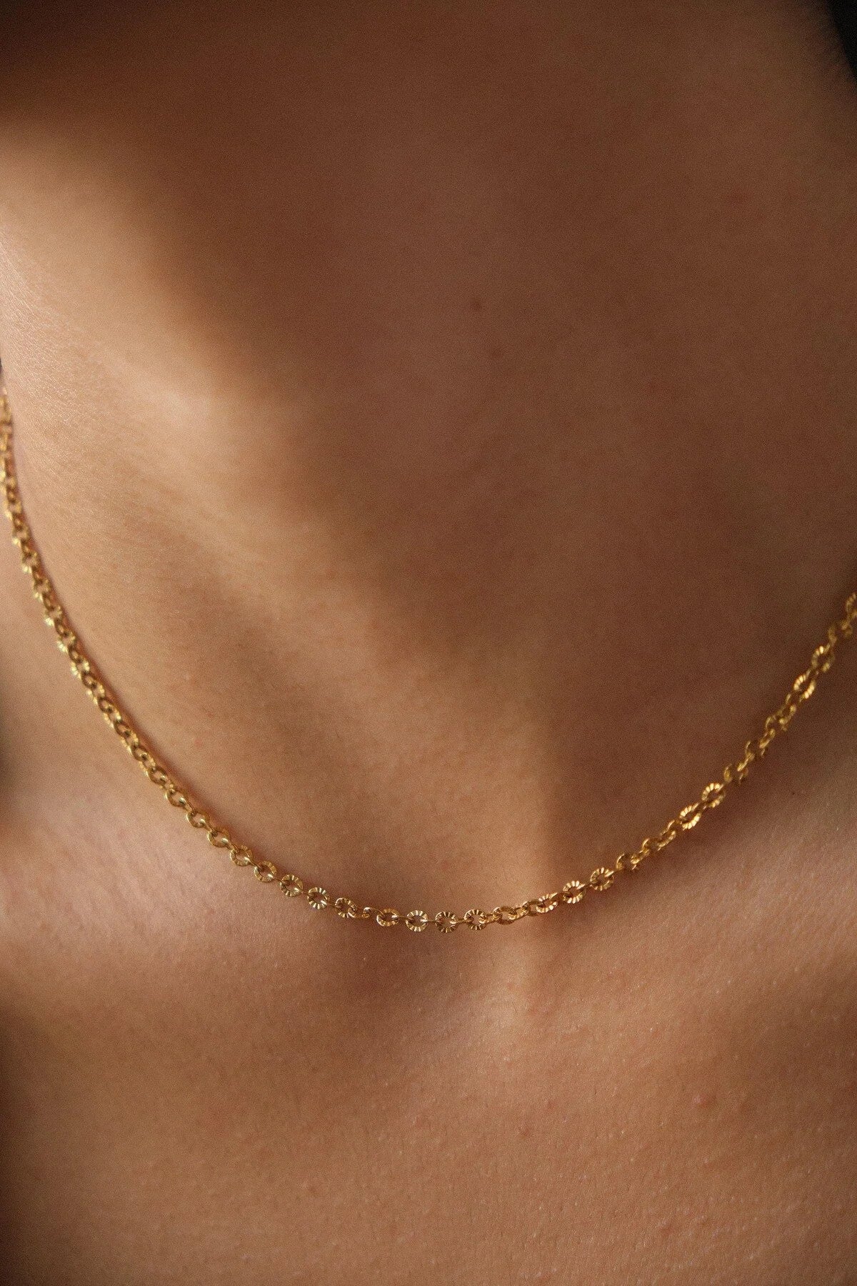 Çelik Halat Çizgili Zincir Kolye Klasik Forse Işlemeli Zincir 2mm Zarif Minimal Ayarlanabilir Boy