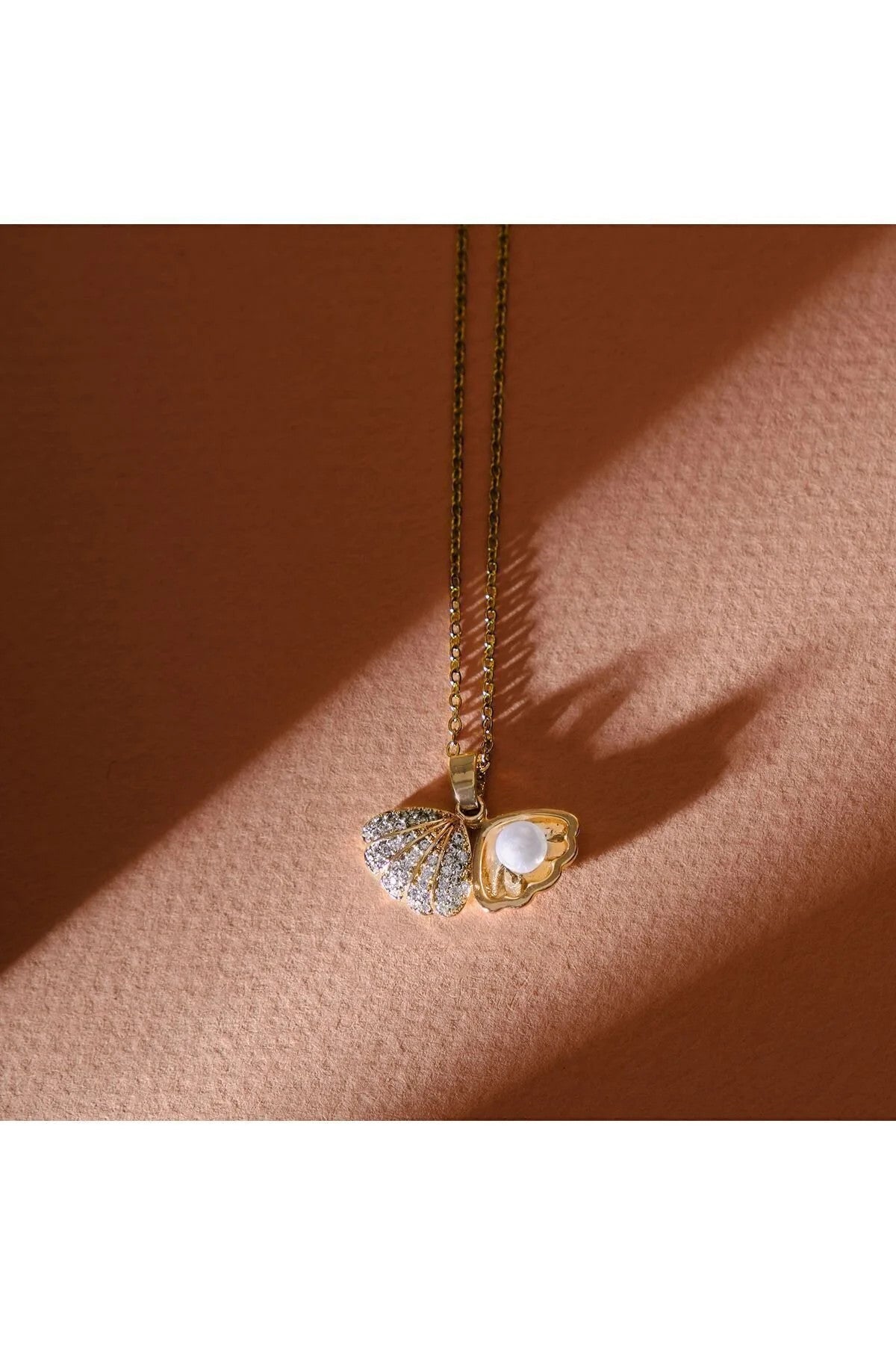 Çelik Incili Istiridye Kolye Kararmaz Inci Kolye 40cm 5cm