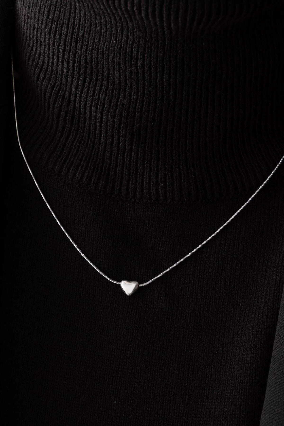 Çelik Minik Kalp Kolye Kararmaz 40cm 5cm