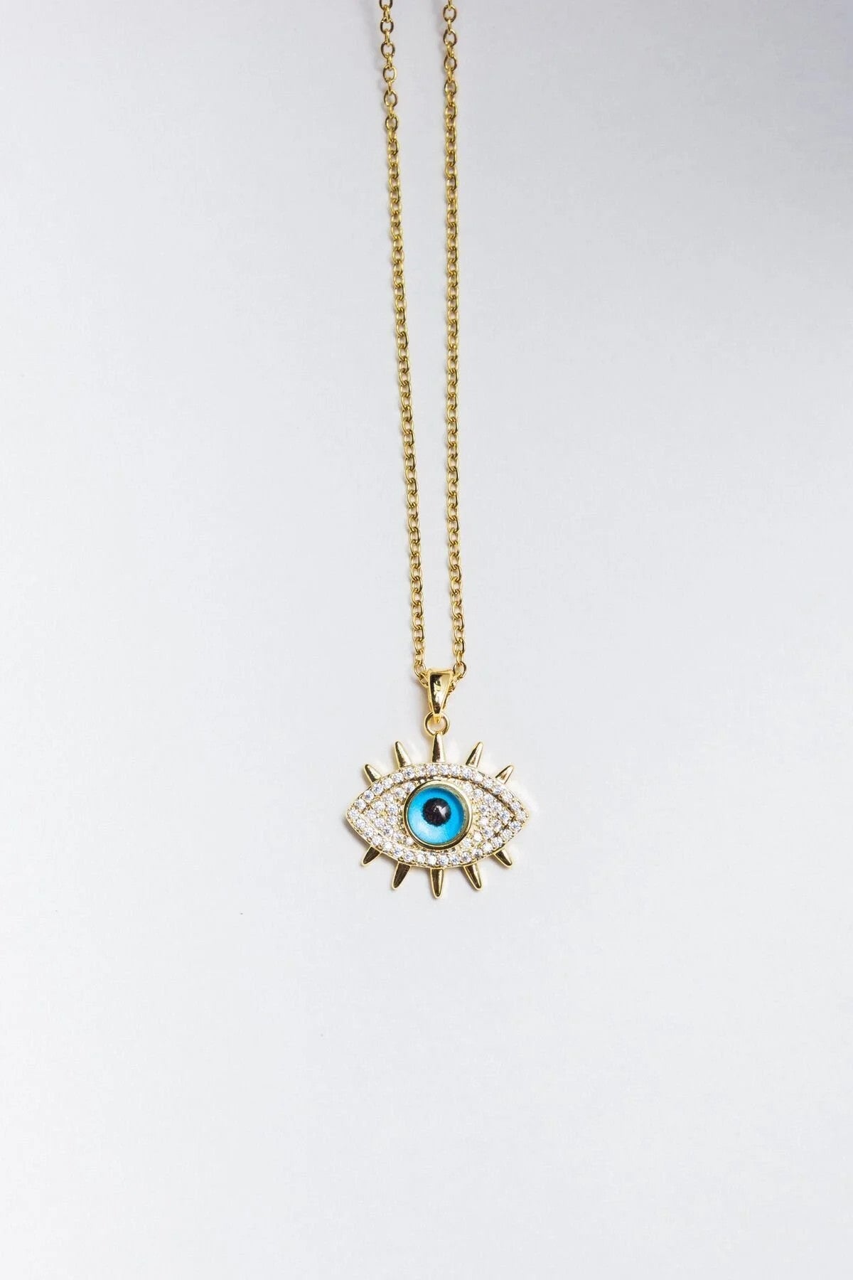 Çelik Taşlı Mavi Göz Kolye Kararmaz