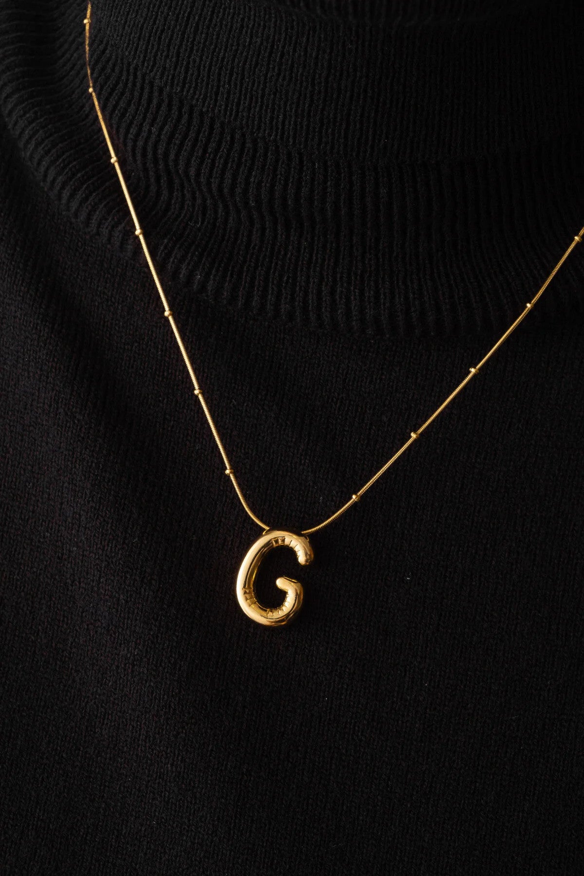 Çelik Harfli "G" Bubble Balon Kolye Balık Sırtı Toplu Zincir GHarfi 45cm