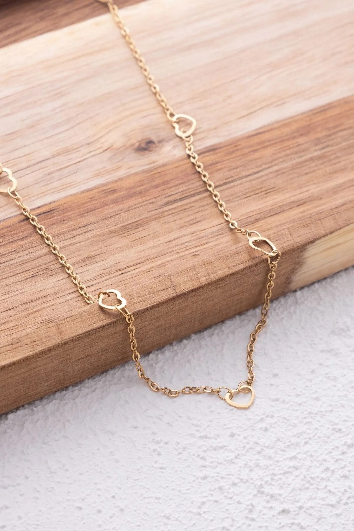 Çelik Kalpli Ince Klasik Zincir Kolye Ince Forse Kalp Zincir 1mm Zarif Minimal