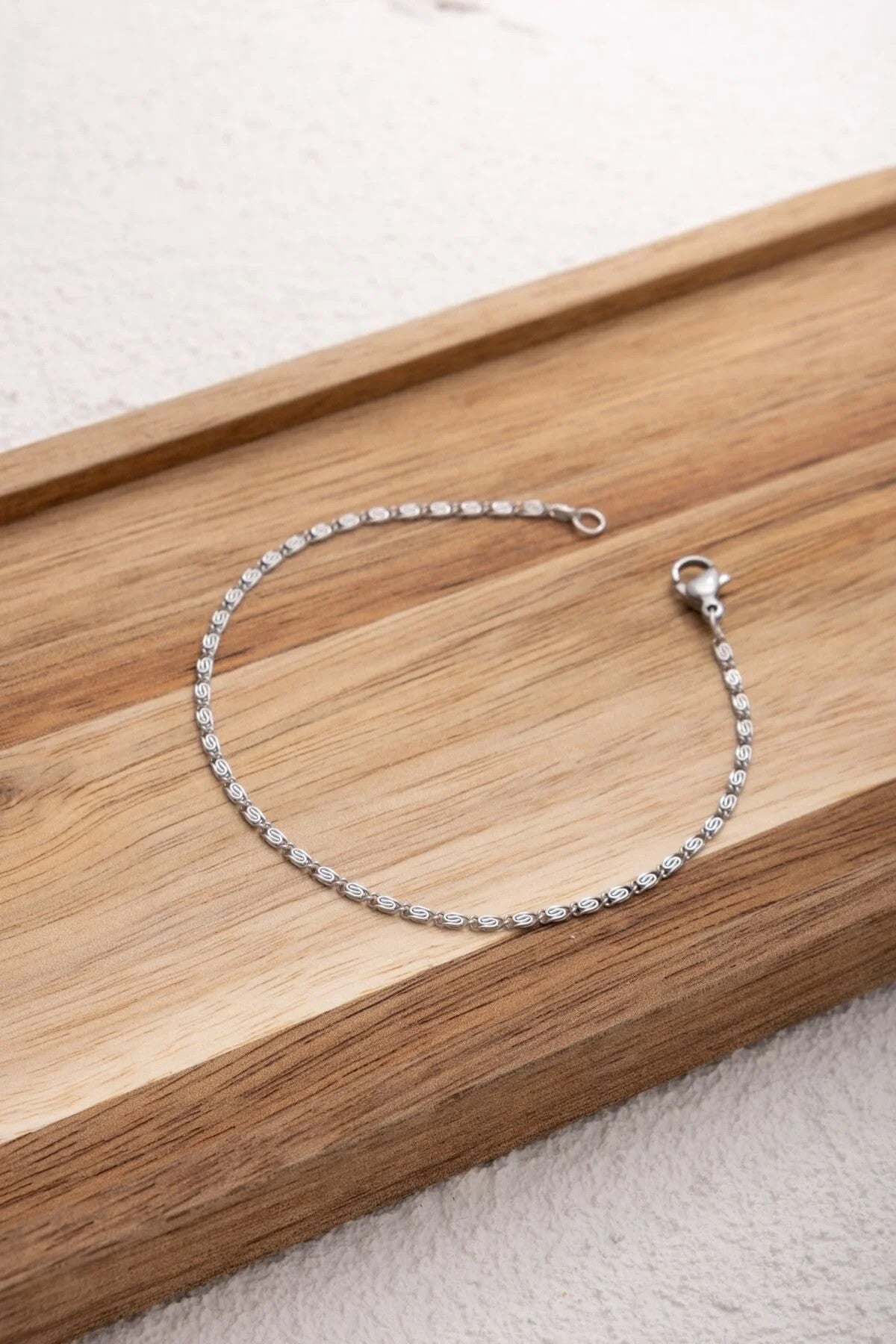 Çelik İnce Ataç Model Zincir Halhal Minimal Zincir Salyangoz Kararmaz 2mm 22+4cm