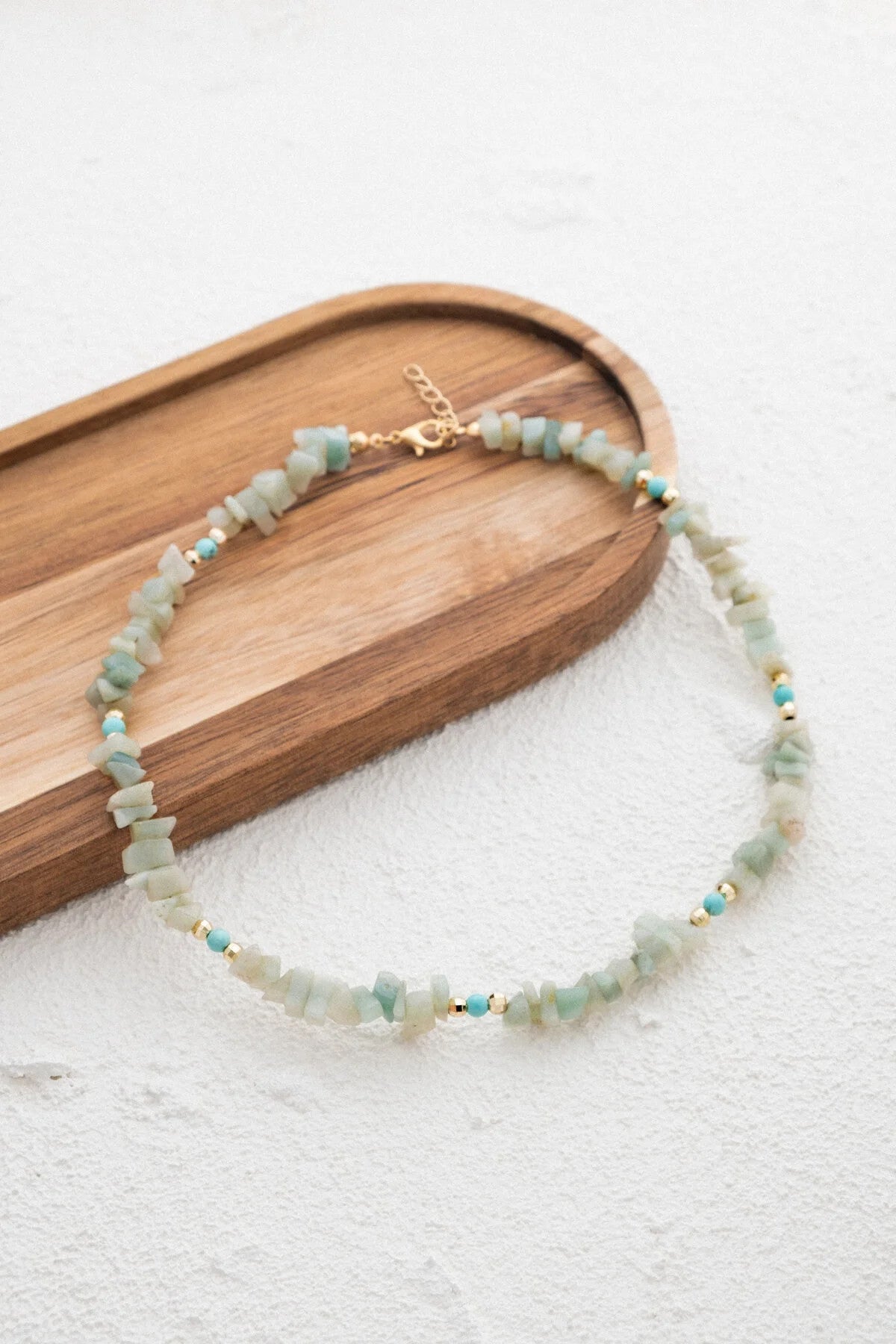 Akuamarin Doğal Kırık Taş Kolye 40cm El İşi Özel Yapım Akuamarin Taşı Chocker