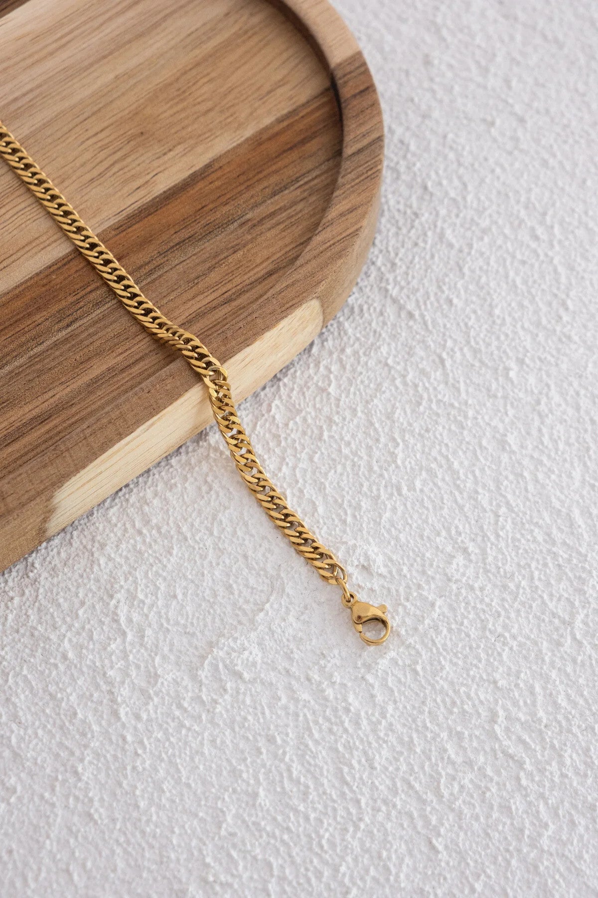 Çelik Almak Gurmet Zincir Halhal Günlük Kullanıma Uygun Miami Küçük Zarif Küba Halhal 4mm 22cm+3cm