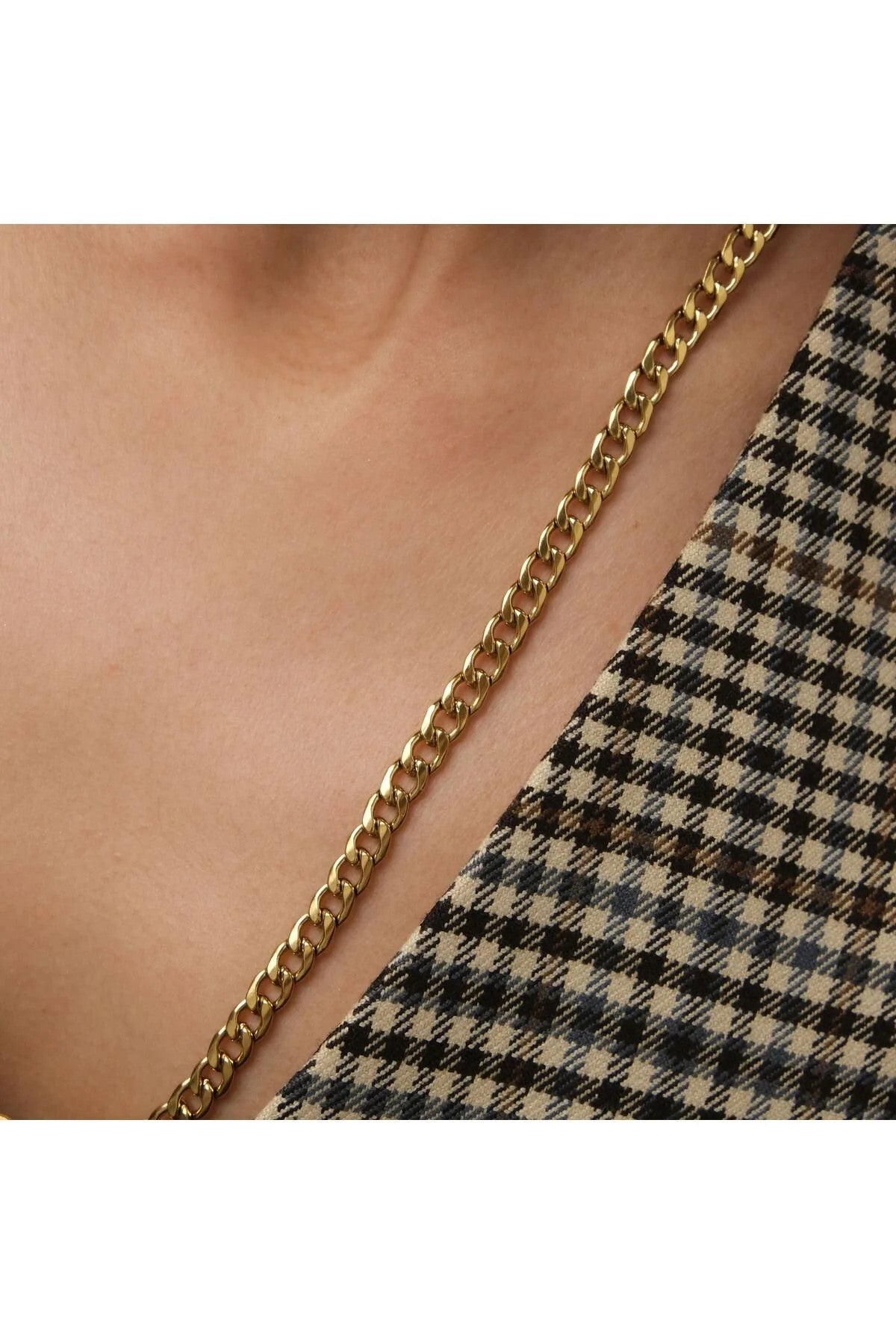 Çelik Küba Zincir Kolye Forse Zincir Kararmaz