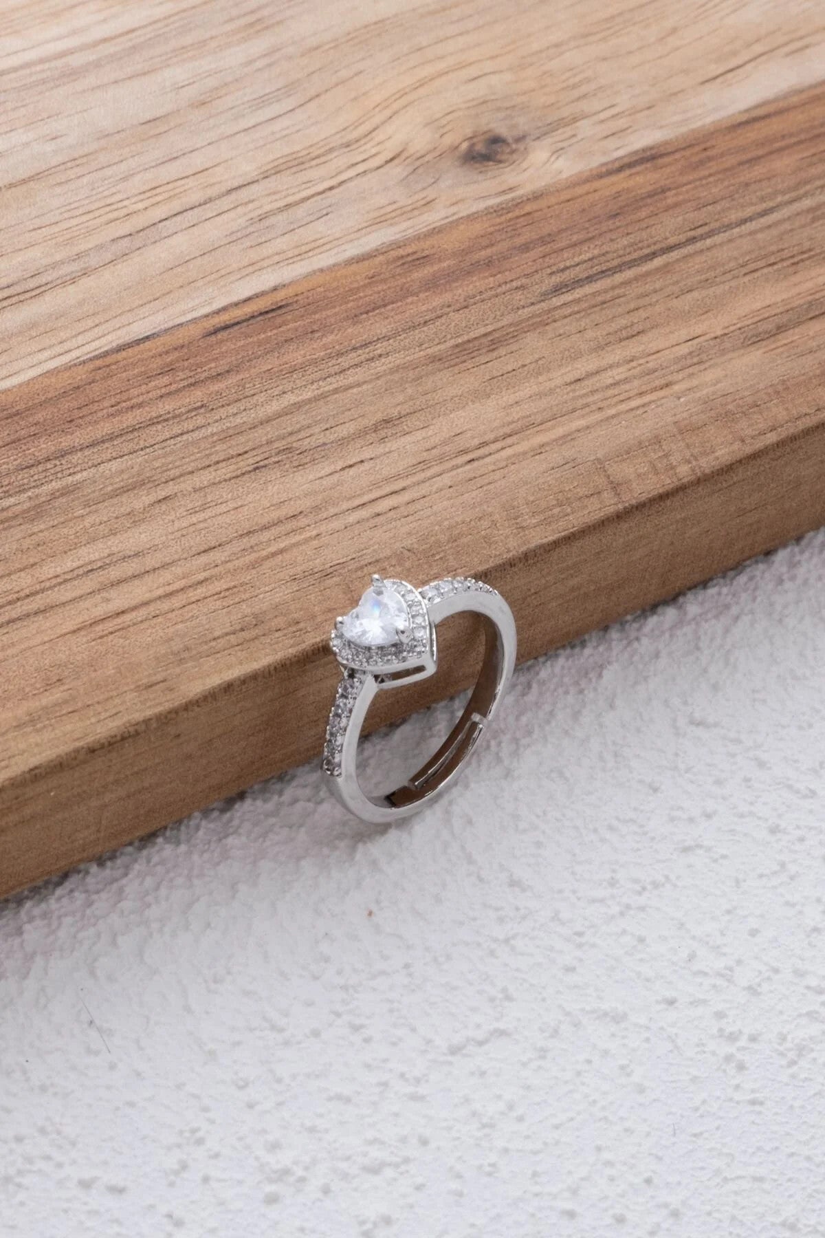 Kalpli Yüzük Beyaz Zirkon Taşlı Free Size Ayarlanabilir