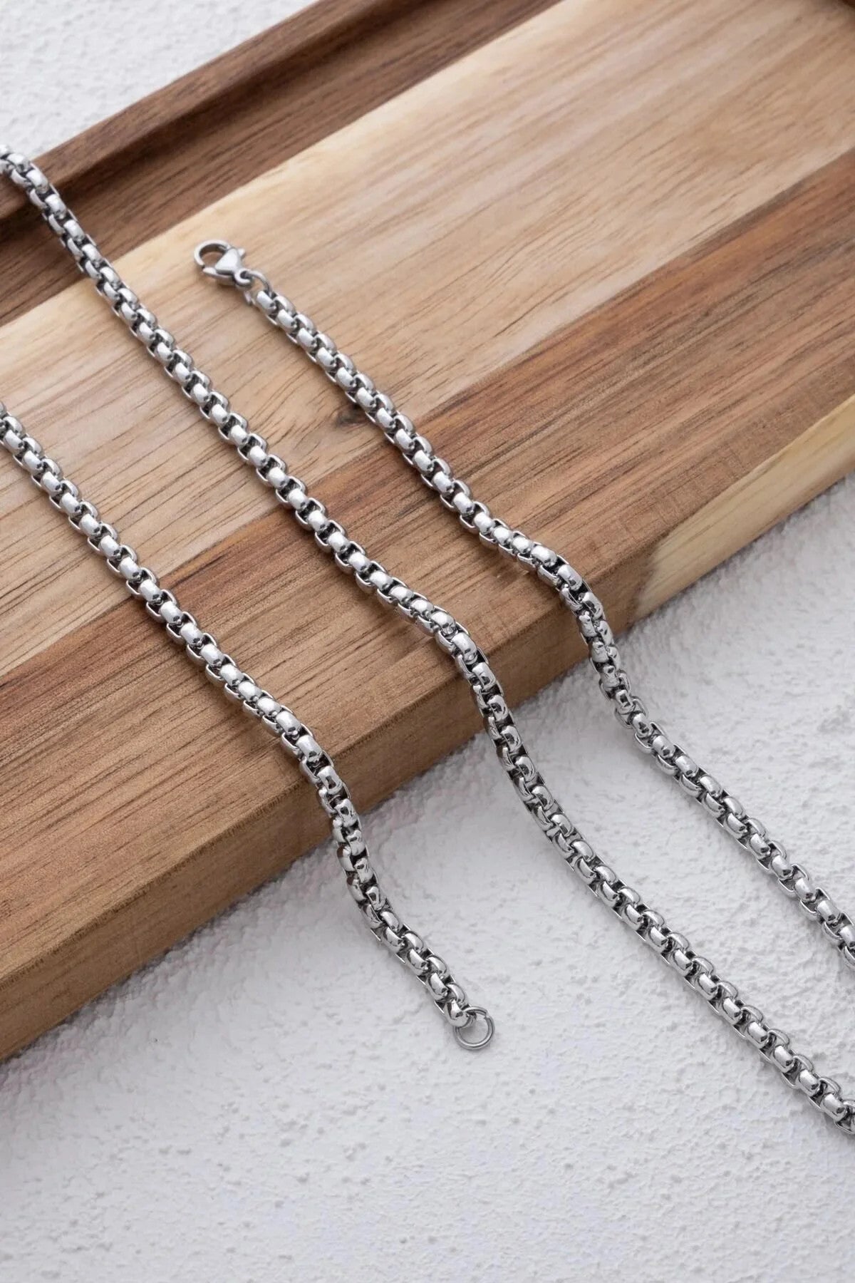 Çelik Top Erkek Kolye 3mm Yuvarlak Kararmaz Zincir