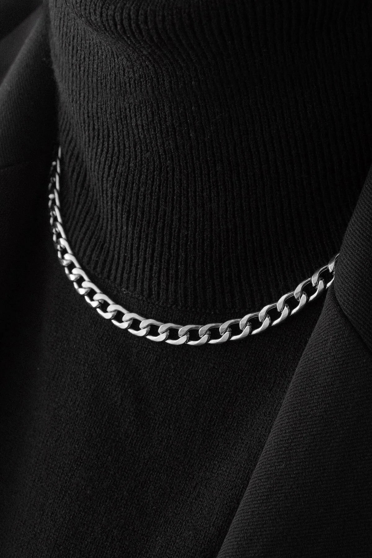 Çelik Gurmet Zincir Kolye Kararmaz 6mm Kalın Gurmet Kolye Unisex Ayarlanabilir Boy