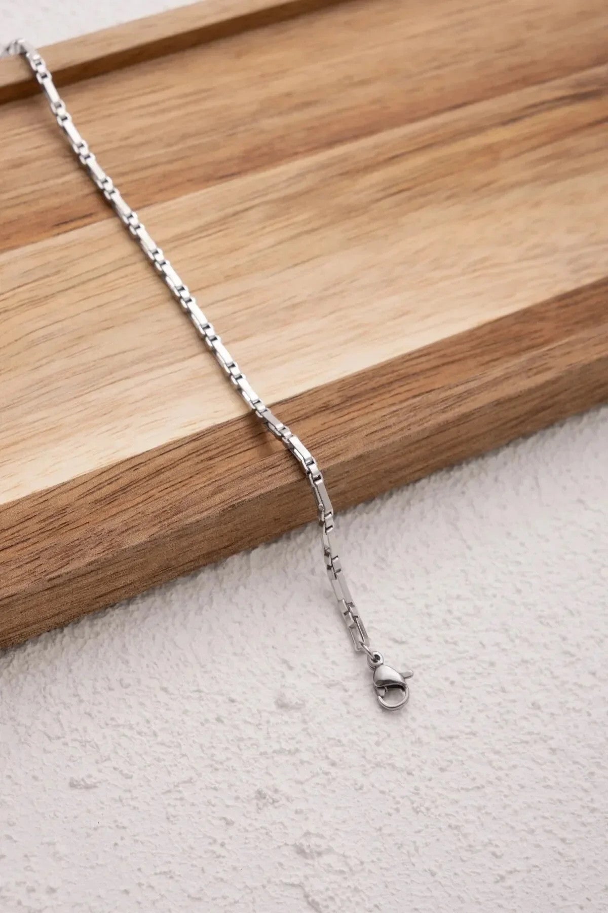 Çelik Dikdörtgen Kare Erkek Bileklik 2mm Kararmaz 20cm