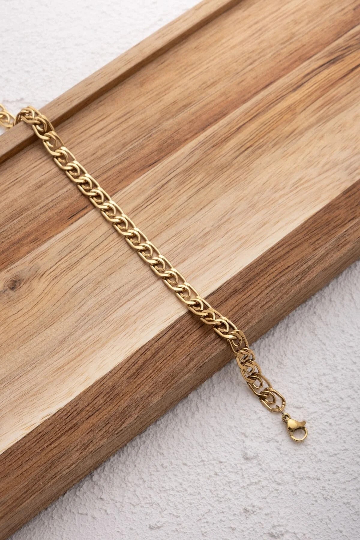 Çelik Kalın Salyangoz Zincir Bileklik Minimal Zincir Ataç Model Kararmaz 6mm 17cm+4cm&21cm