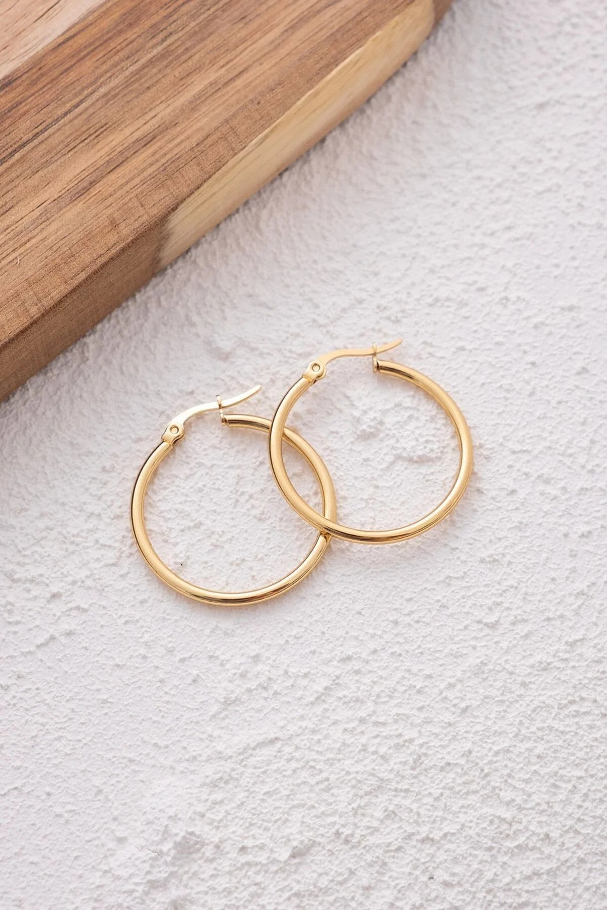 Çelik Halka Küpe Kararmaz İnce Halka Küpe Çap 3cm