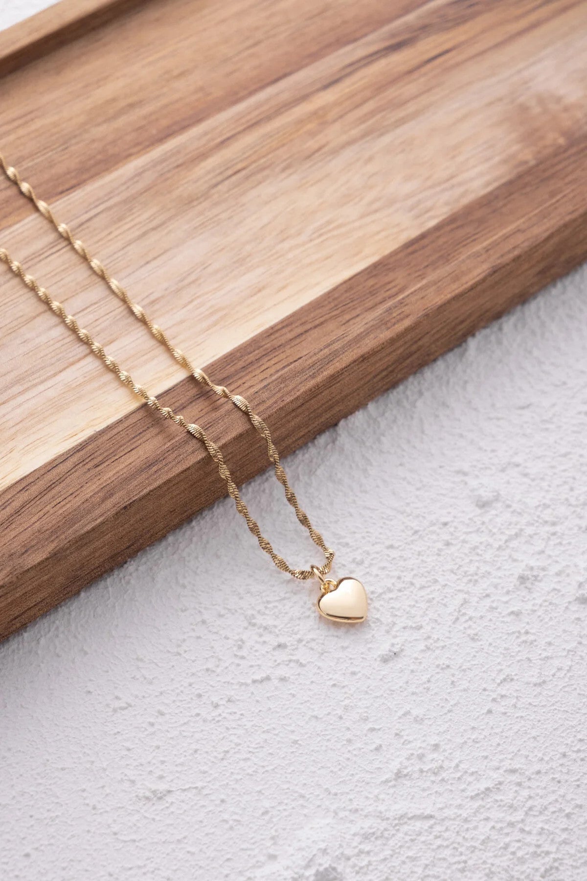 Çelik Kalp Kolye Oval Kenarlı İnce Burgu Singapur Zincirli Kararmaz 45cm