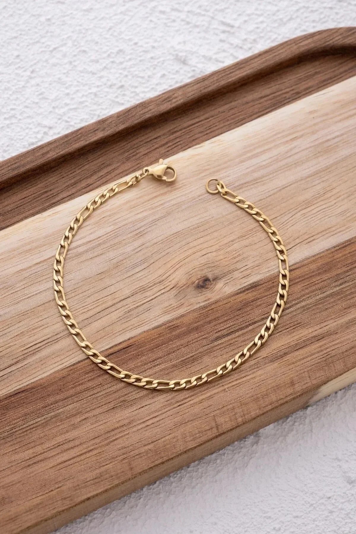 Çelik Figaro Zincir Erkek Bileklik 3mm Kararmaz 20cm