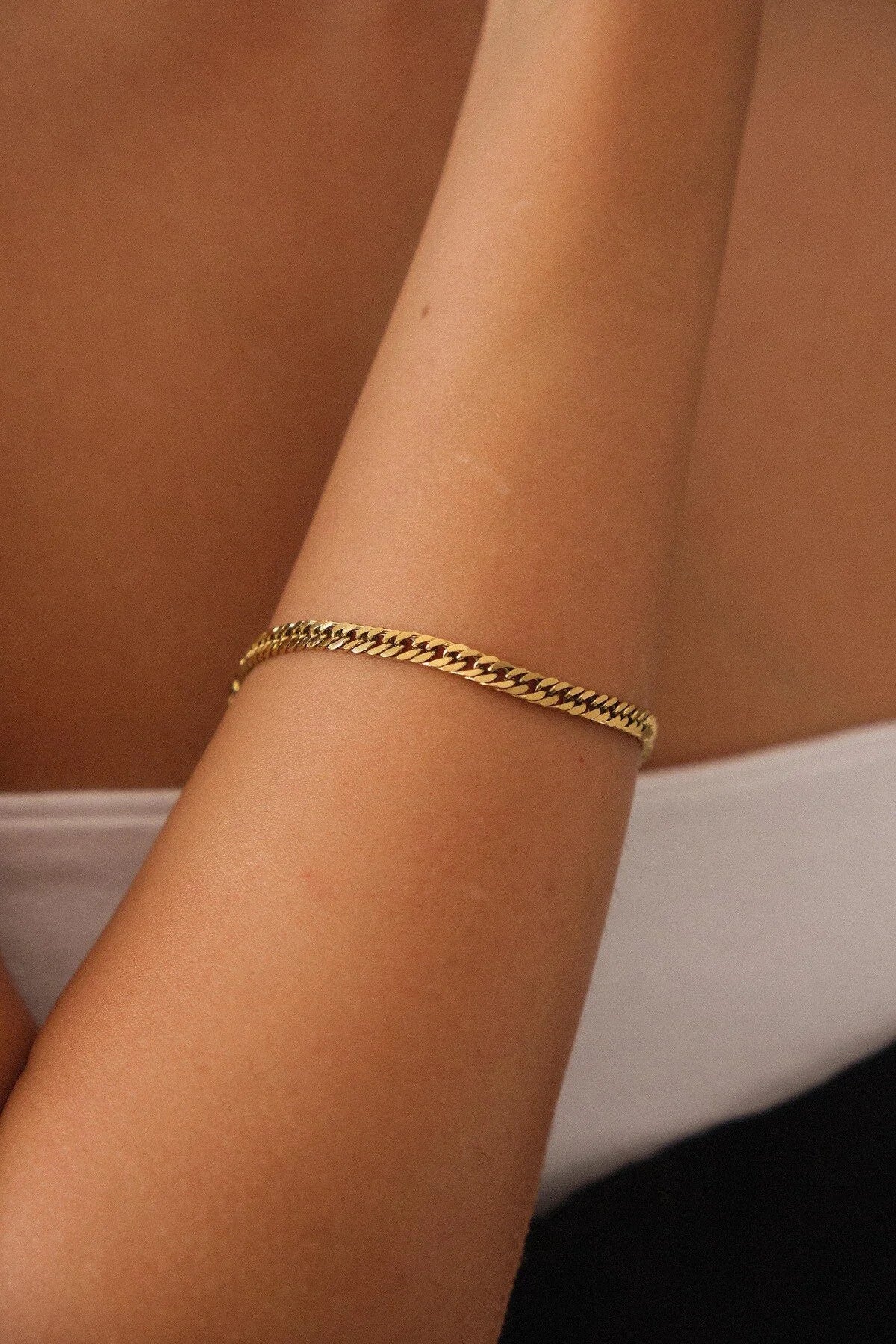 Çelik Almak Gurmet Zincir Bileklik Miami Küçük Zarif Küba Bileklik 3mm Kararmaz 17+4cm-21cm