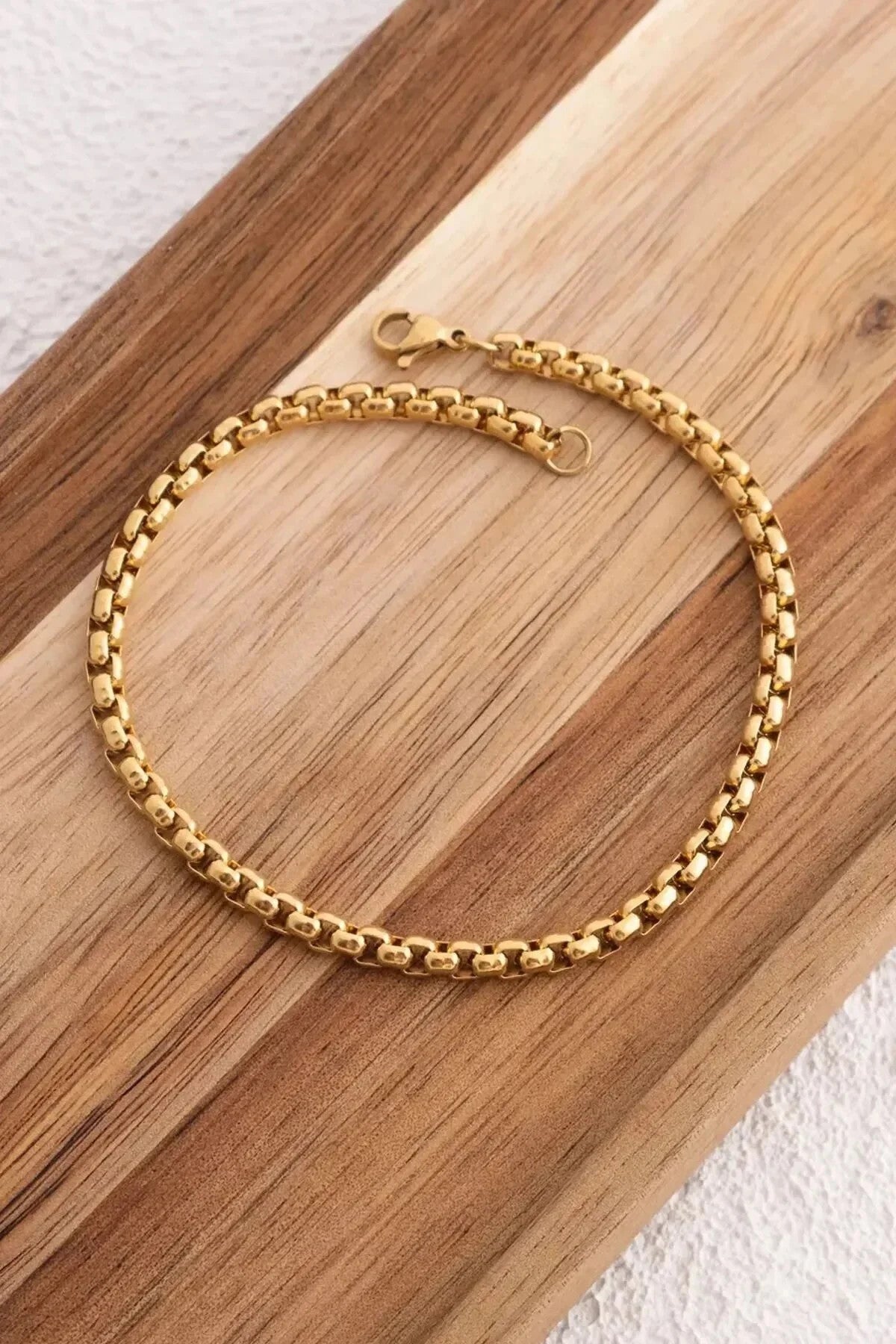 Çelik Top Erkek Bileklik 3mm Yuvarlak Kararmaz Zincir 20cm