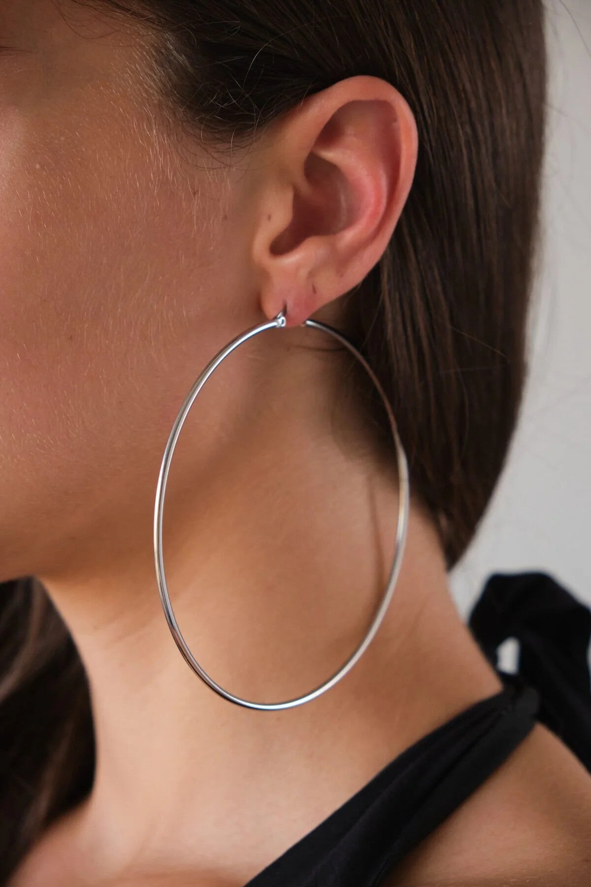 Çelik Halka Küpe Kararmaz Çember Halka Küpe Çap 9cm