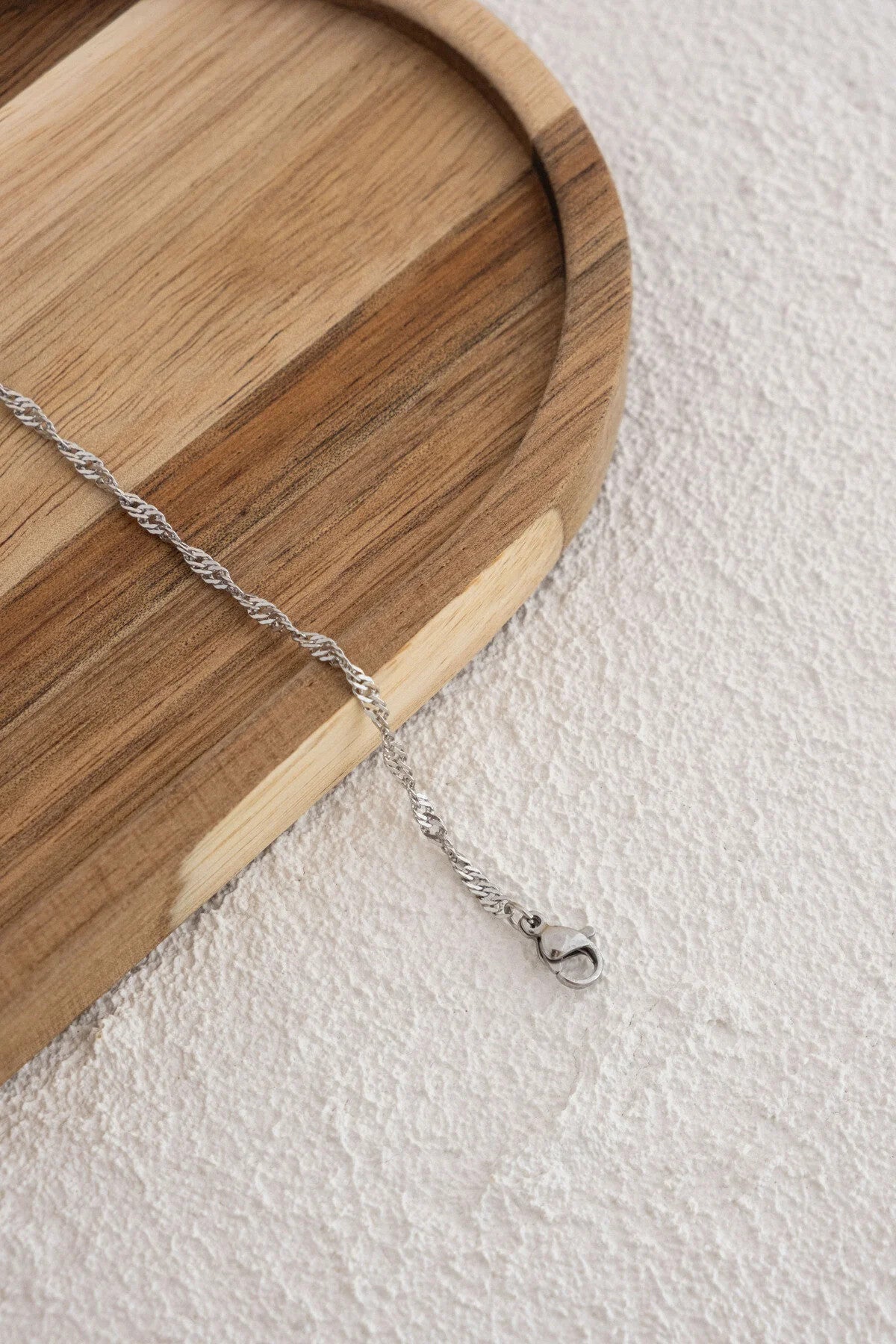 Çelik Singapur Zincir Bileklik İnce İthal Sarma Burgu Zincir 2mm Zarif Minimal 17cm+4cm&21cm