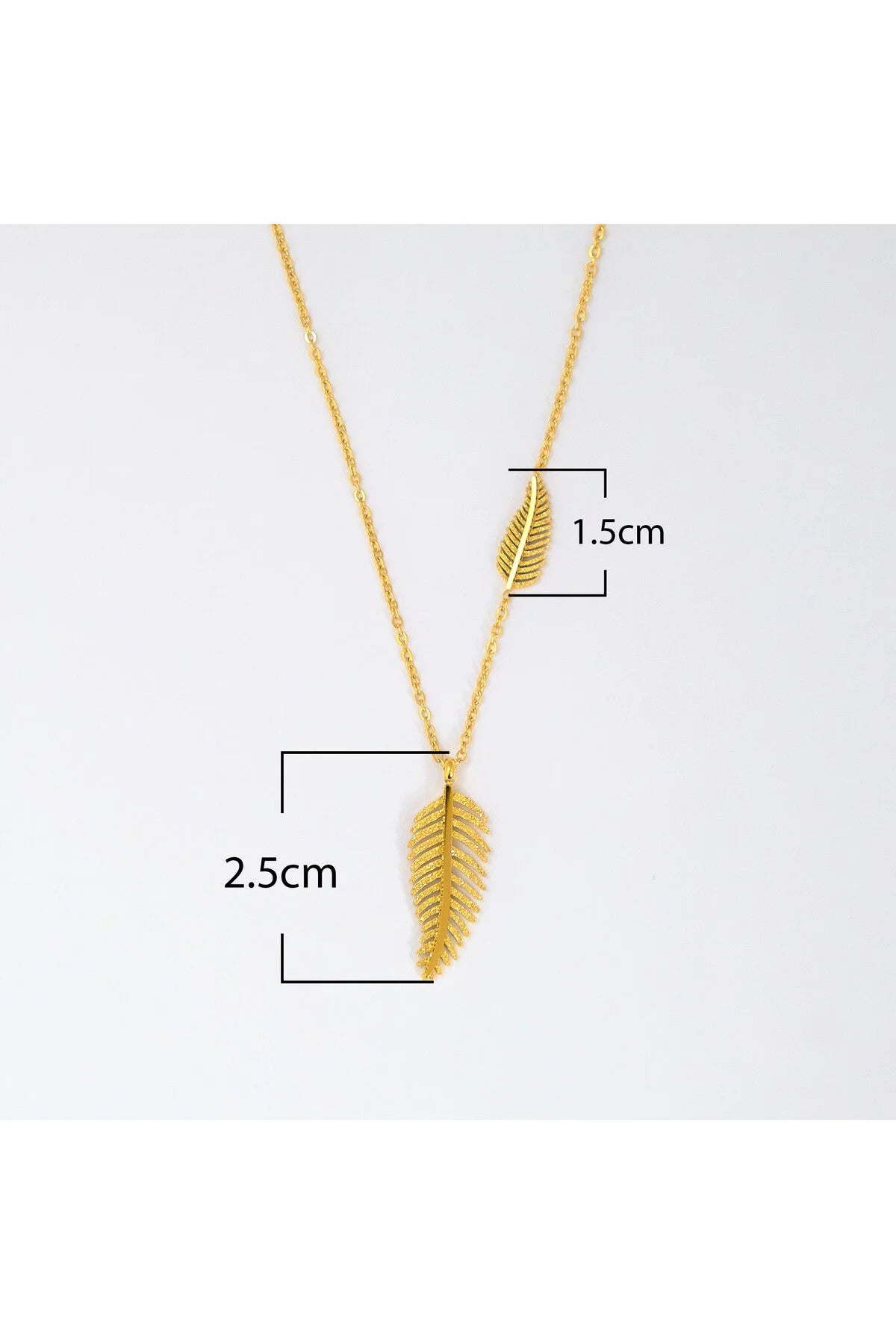 Çelik Tüy Figürlü Kolye Minimal Kuş Tüyü Kararmaz