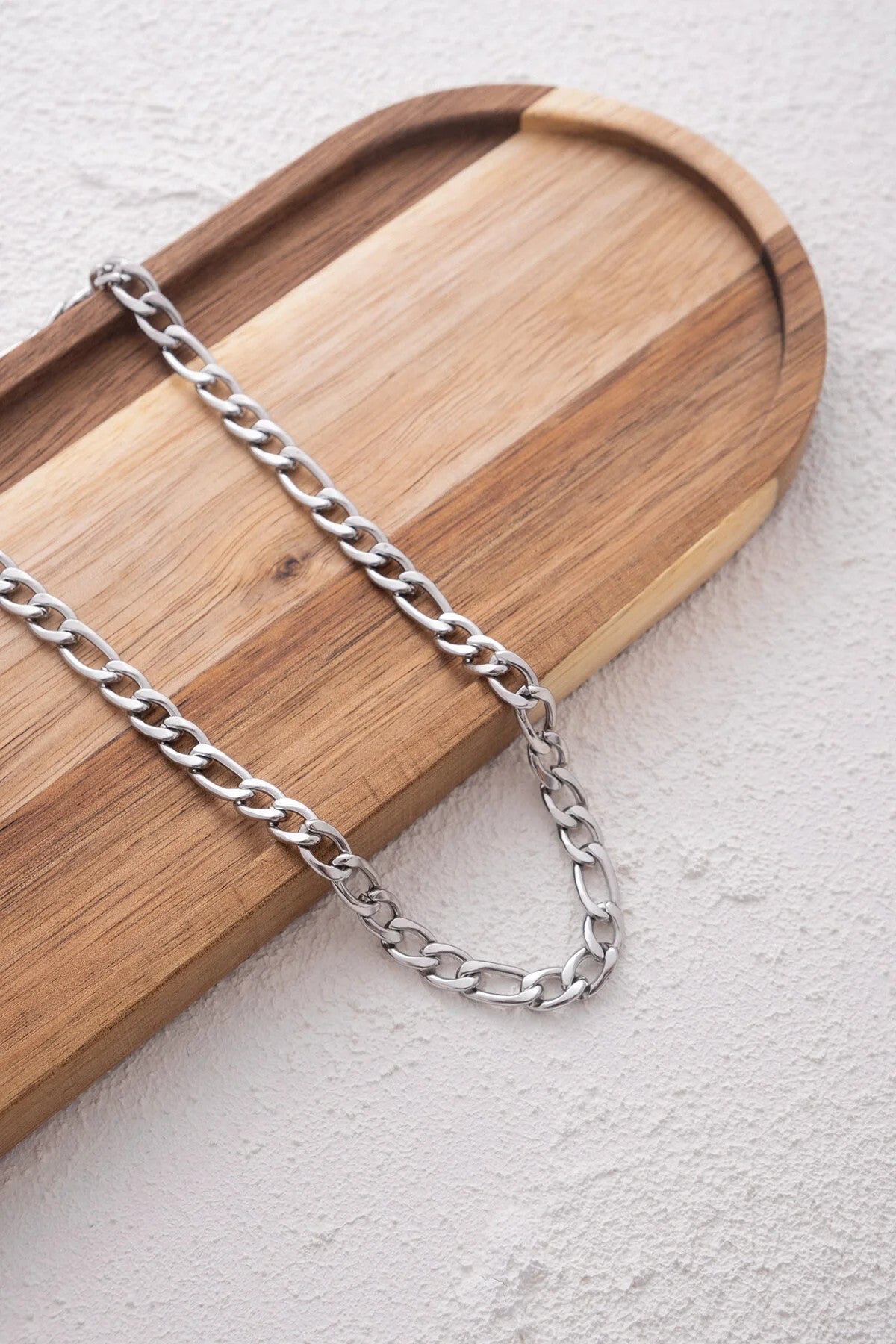 Çelik Figaro Erkek Zincir Kolye 6mm Kararmaz