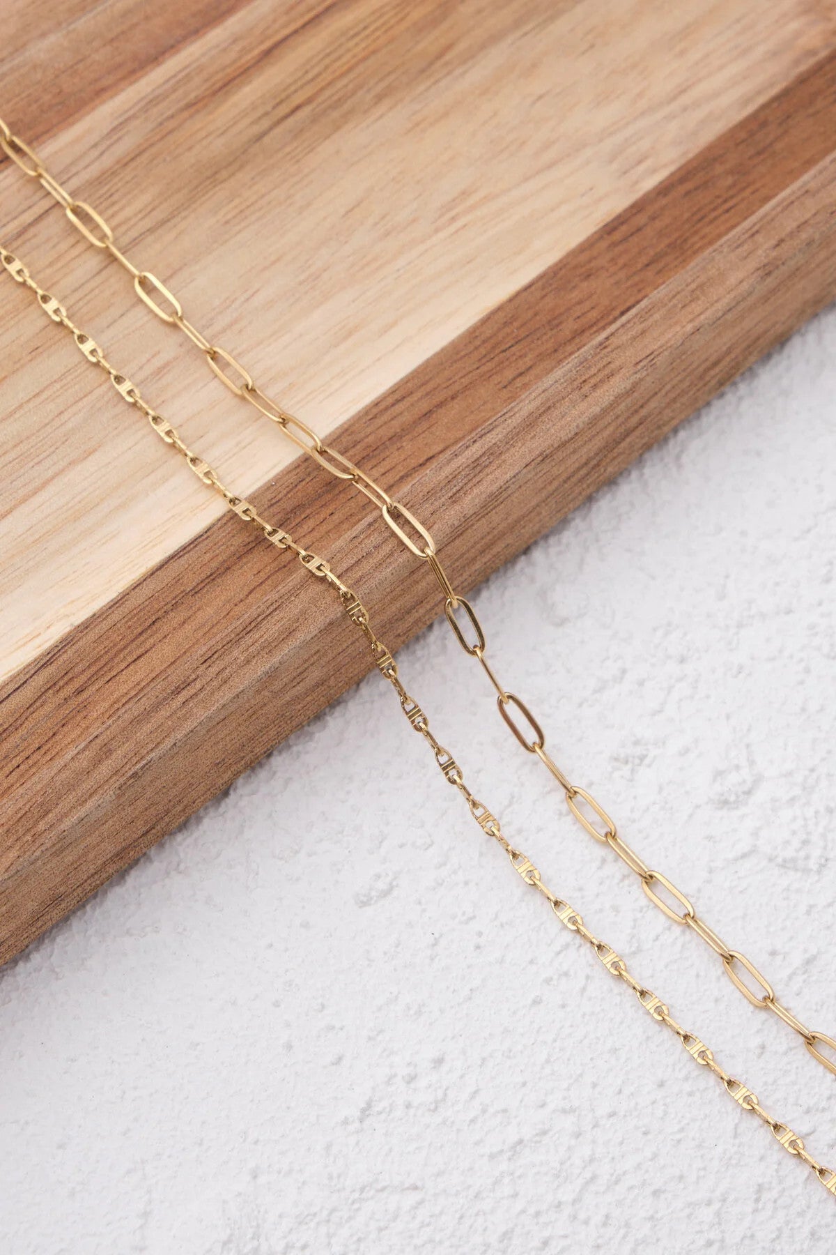 Çelik 2'li Kombin Ataç ve Dokulu Fermuar Zincir Kolye Minimal Kararmaz 45+5cm