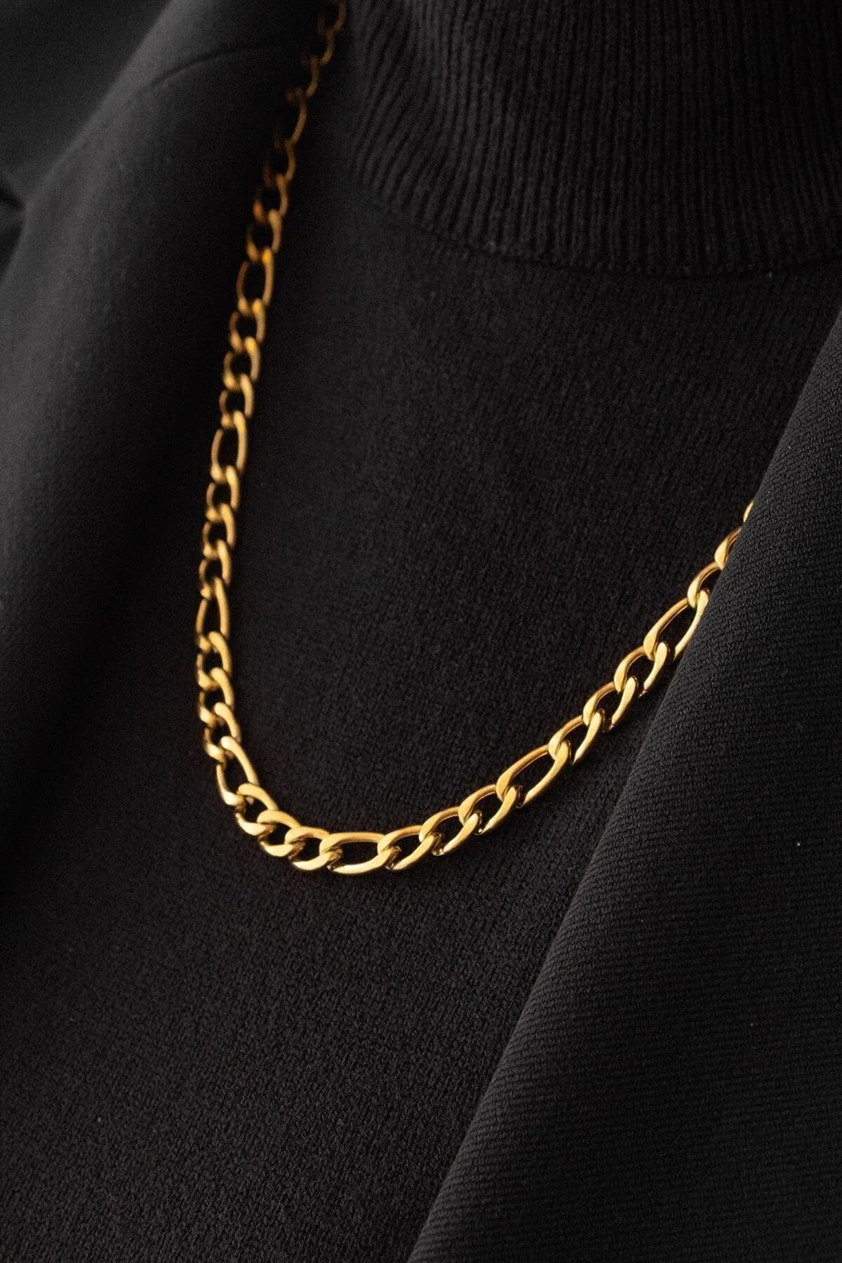 Çelik Figaro Zincir Kolye Kararmaz 6mm Kalın Figaro Kolye Unisex Ayarlanabilir Boy