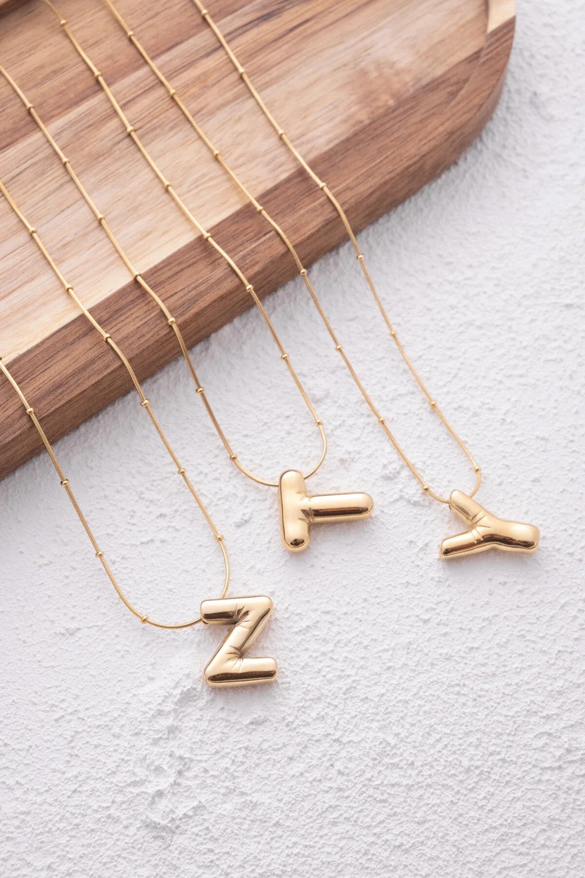 Çelik Harfli "Y" Bubble Balon Kolye Balık Sırtı Toplu Zincir Y Harfi 45cm