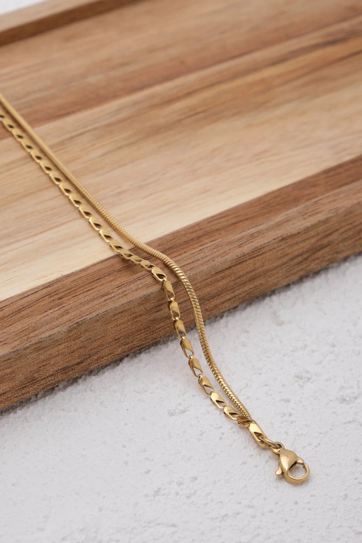 Çelik 2'li Kombin Halat İtalyan Ve Papağan Zincir Bileklik Minimal Kararmaz 17+4cm