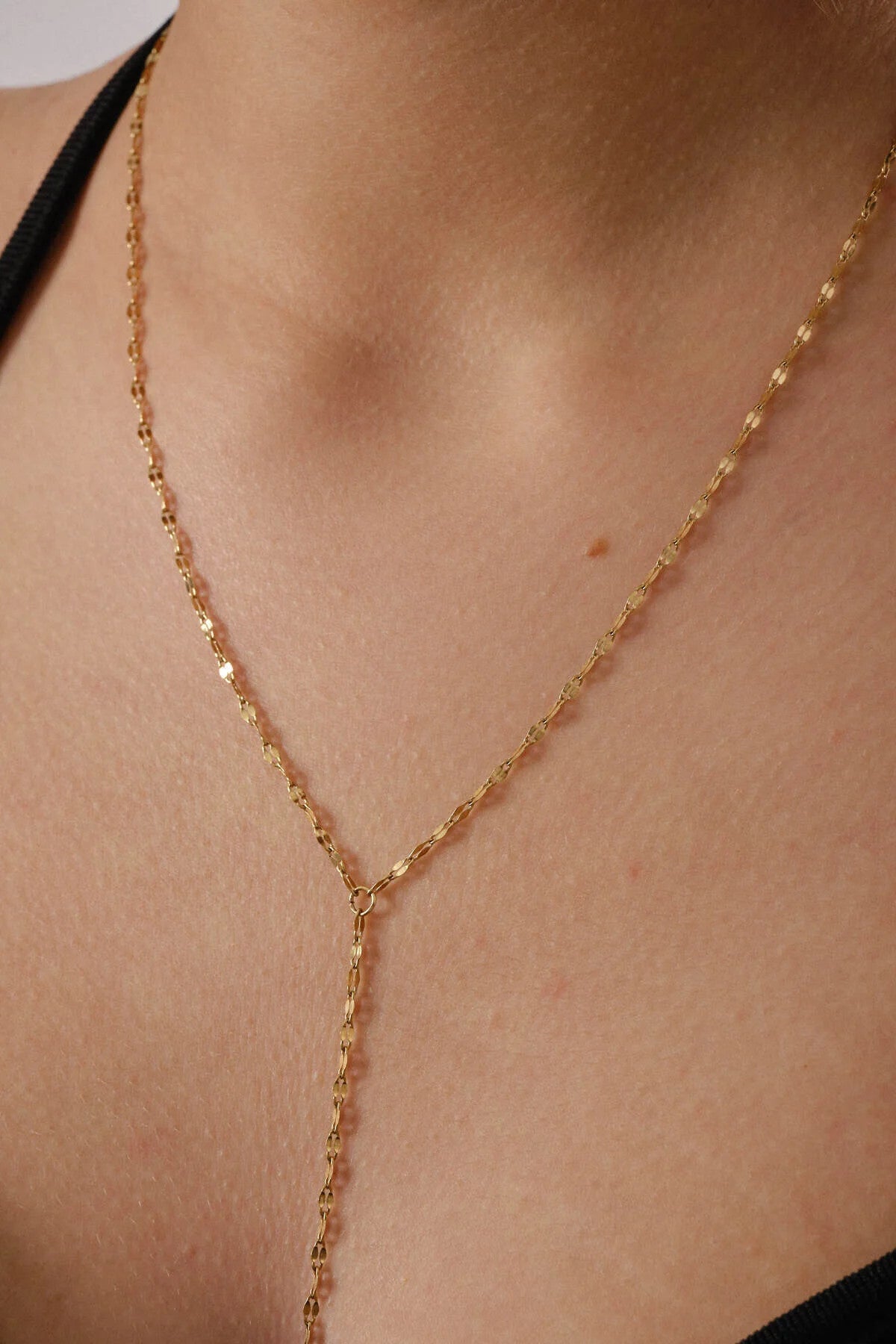 Çelik Dudak Y Kolye Aynalı Zincir Kolye 1mm Zarif Minimal 50cm