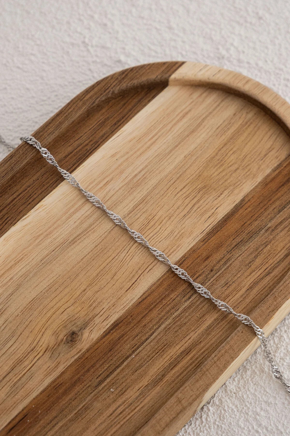 Çelik Singapur Zincir Bileklik İnce İthal Sarma Burgu Zincir 2mm Zarif Minimal 17cm+4cm&21cm